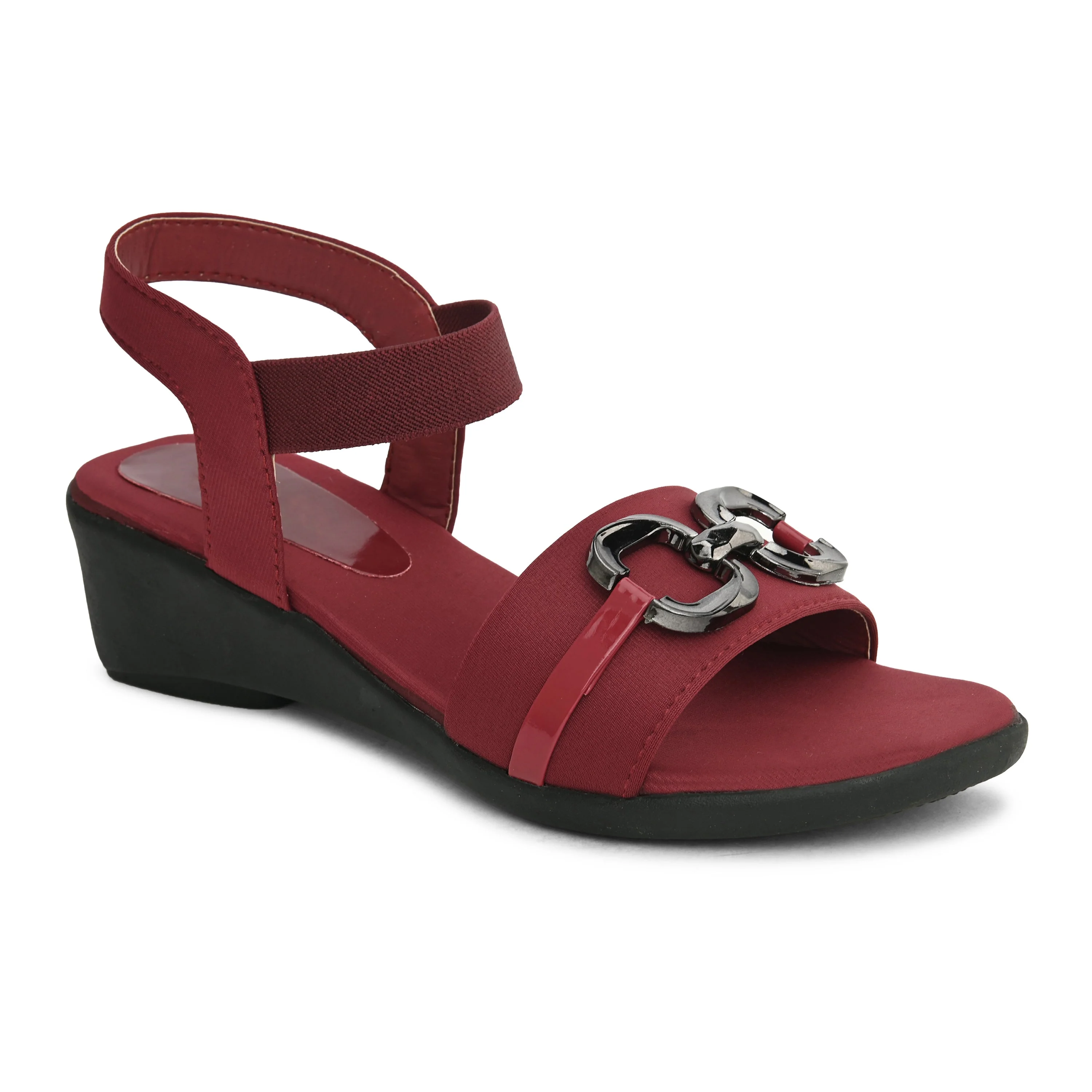Jm Looks Stylish Buckle Detail Wedge Sandals for Women & Girls - Image 13