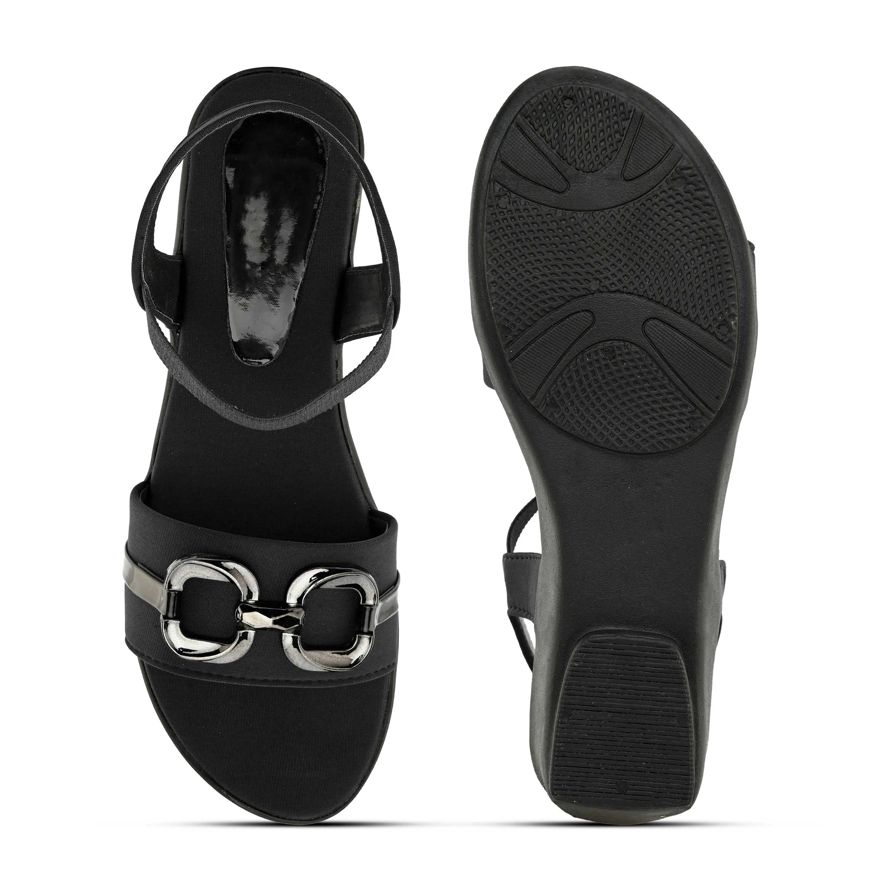 Jm Looks Stylish Buckle Detail Wedge Sandals for Women & Girls - Image 3