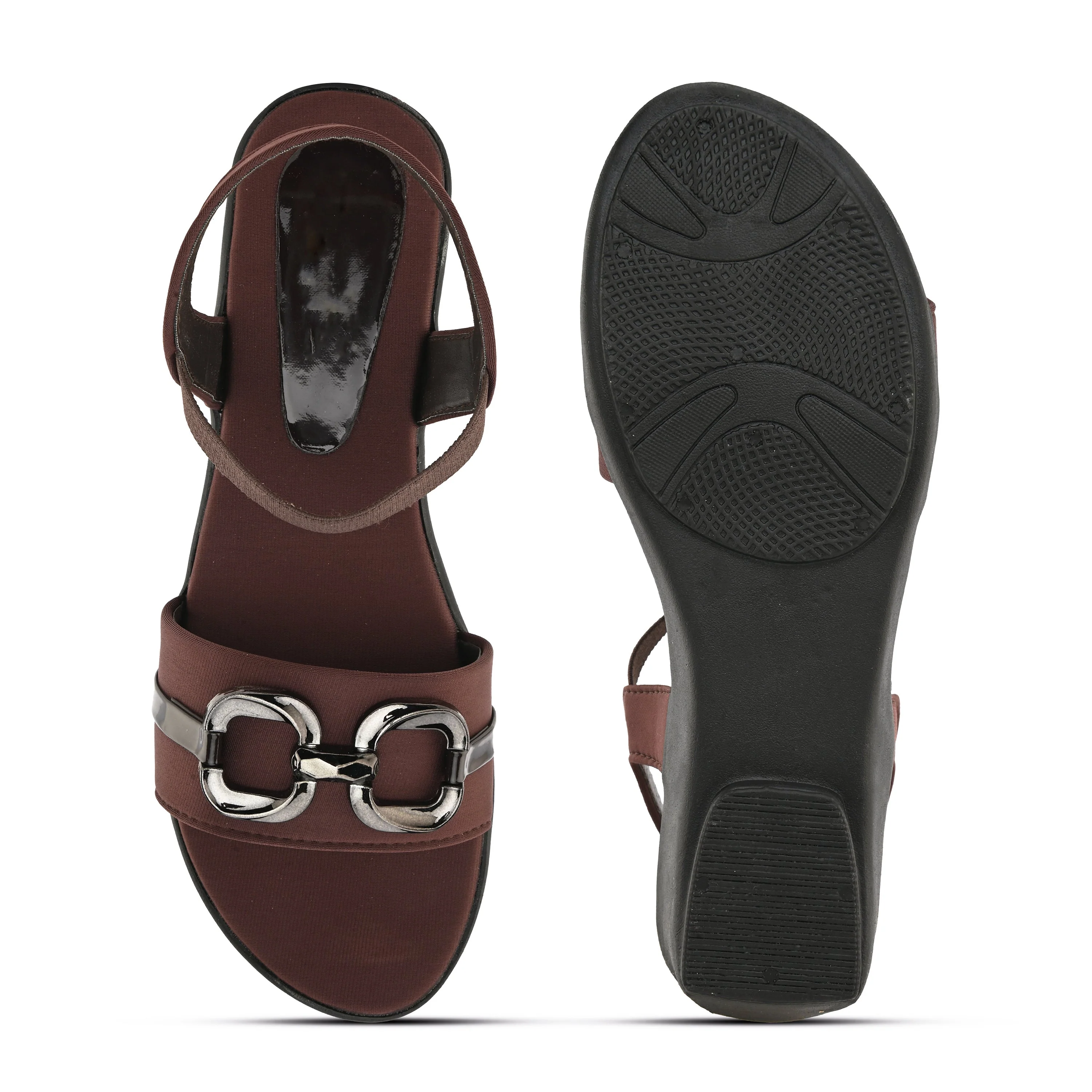 Jm Looks Stylish Buckle Detail Wedge Sandals for Women & Girls - Image 7