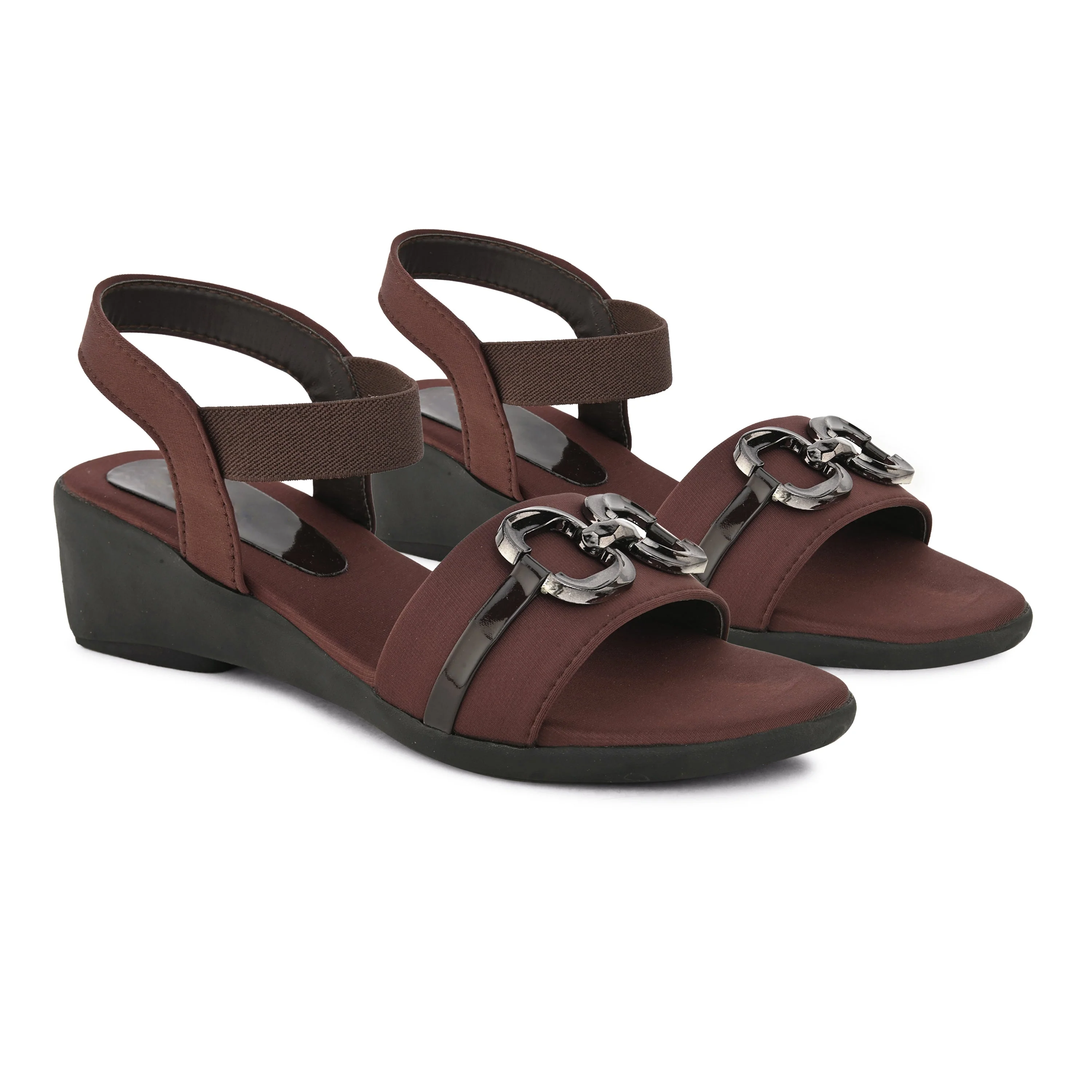 Jm Looks Stylish Buckle Detail Wedge Sandals for Women & Girls - Image 8