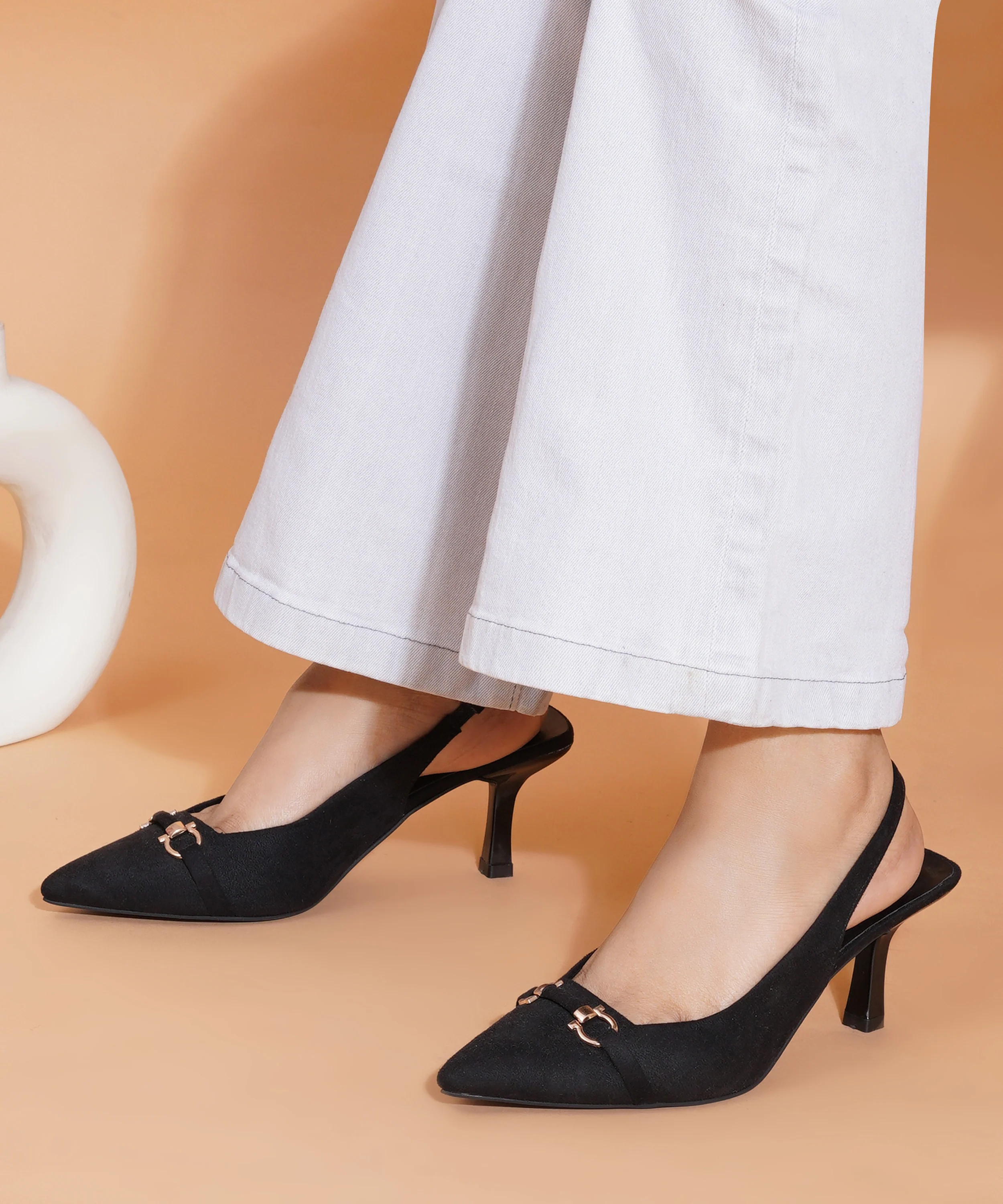 Chic Metal Accent Slingback Heels - Image 2