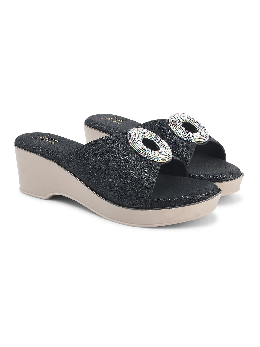 Jm Looks Shimmer Buckle Wedge Slip-Ons for Women & Girls - Image 17