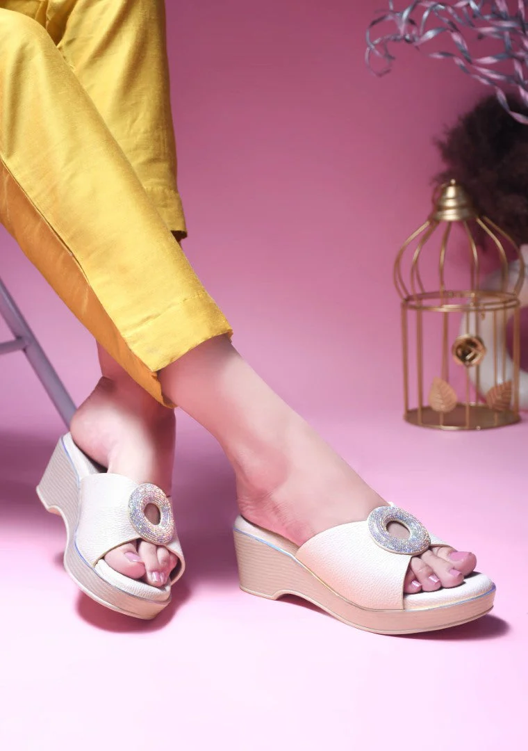 Jm Looks Shimmer Buckle Wedge Slip-Ons for Women & Girls - Image 2