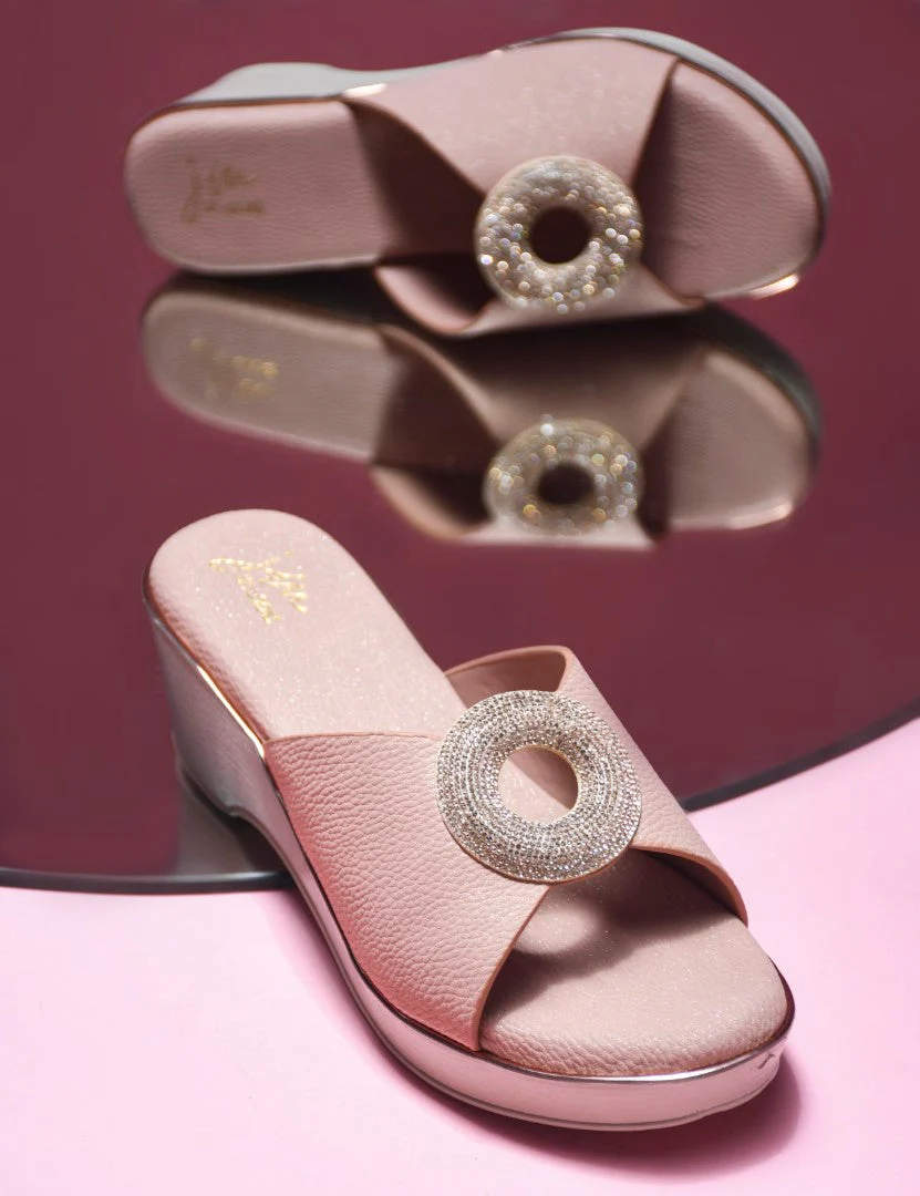 Jm Looks Shimmer Buckle Wedge Slip-Ons for Women & Girls - Image 8