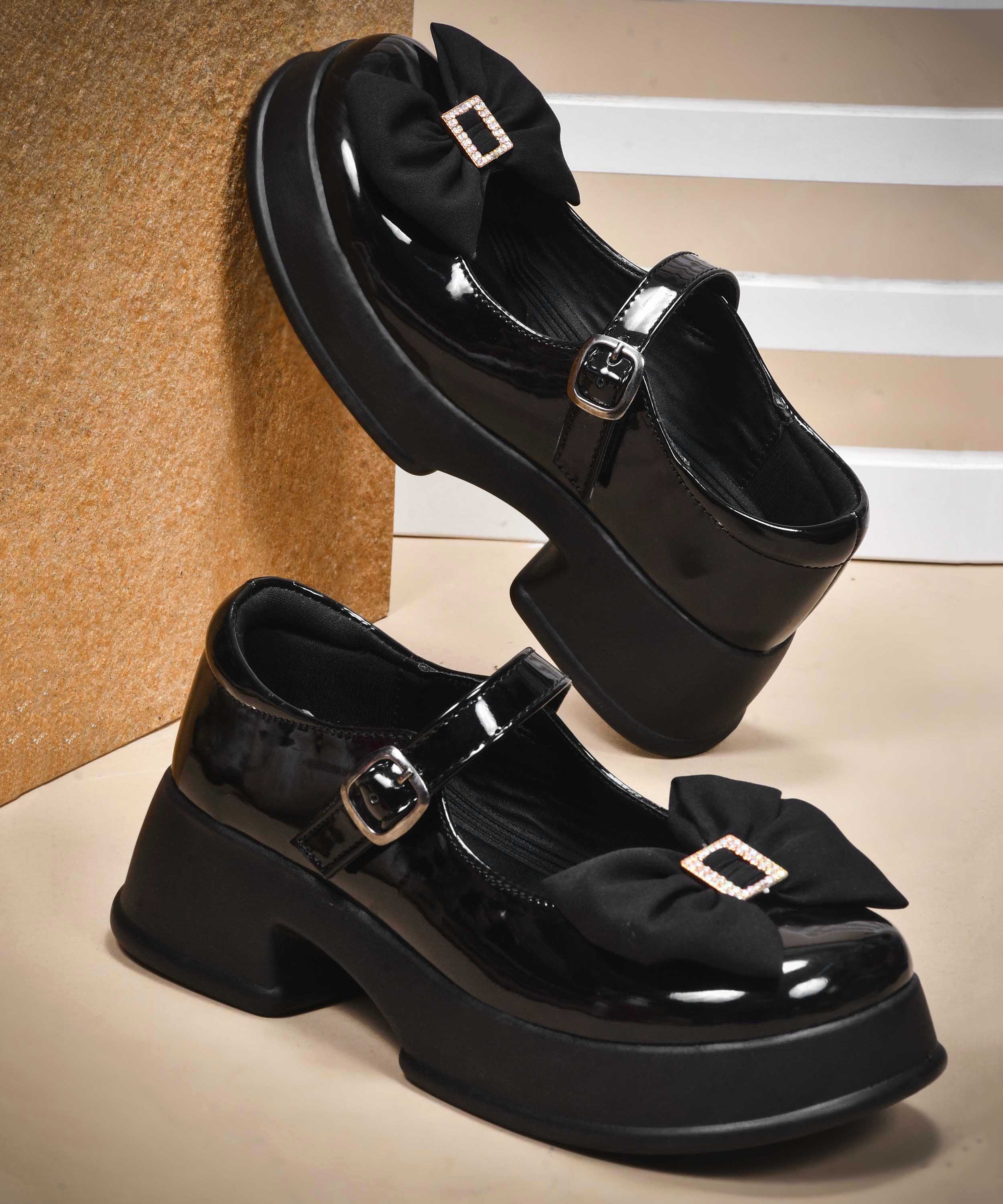 Chunky Heel Mary Jane Flats with Buckle Strap - Image 6
