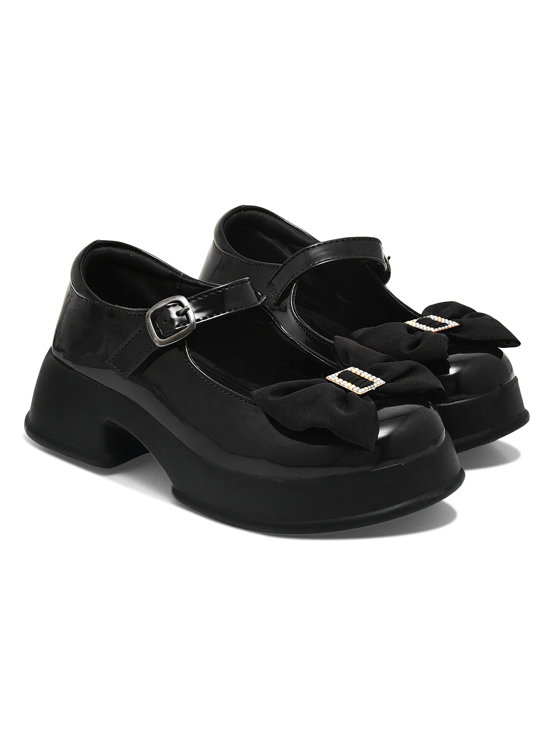 Chunky Heel Mary Jane Flats with Buckle Strap - Image 7