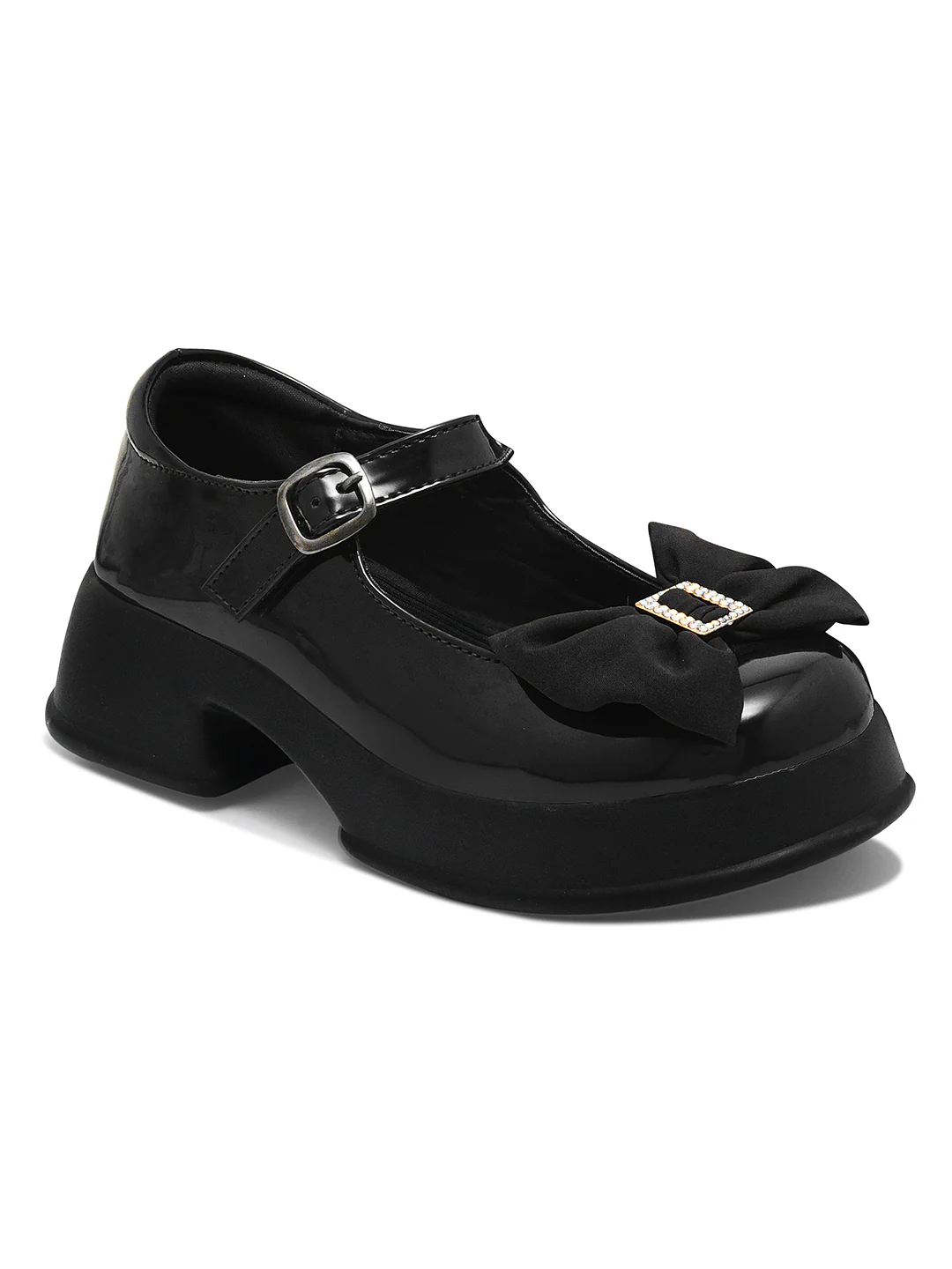 Chunky Heel Mary Jane Flats with Buckle Strap - Image 8