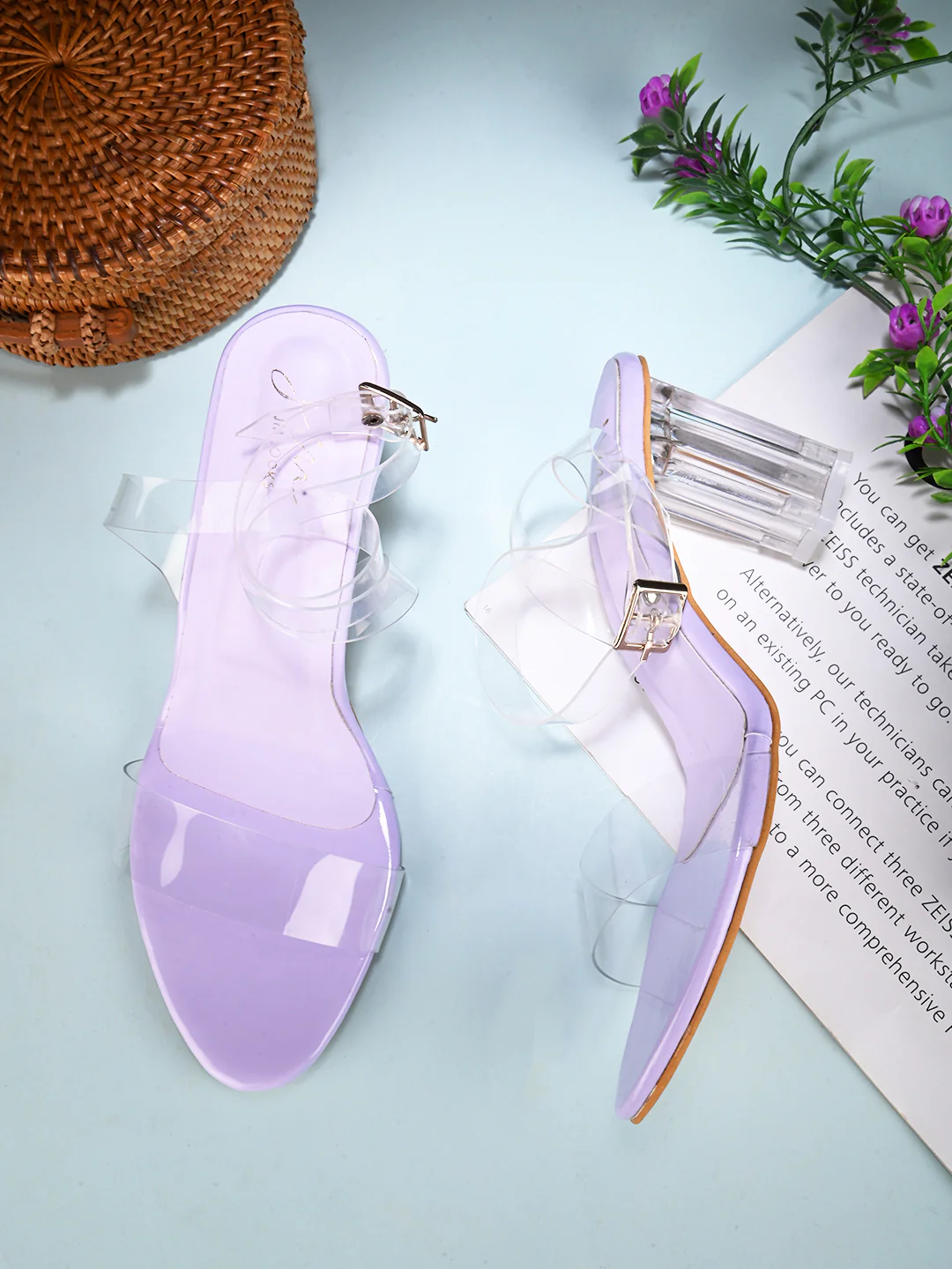 Chunky Heeled Sandals with Transparent Strap - Image 16