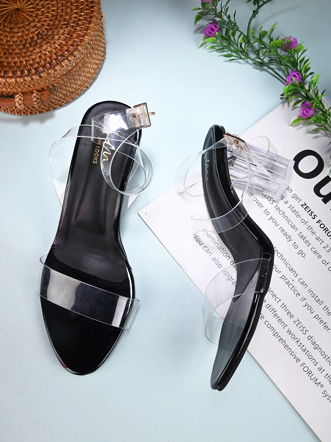 Chunky Heeled Sandals with Transparent Strap - Image 9