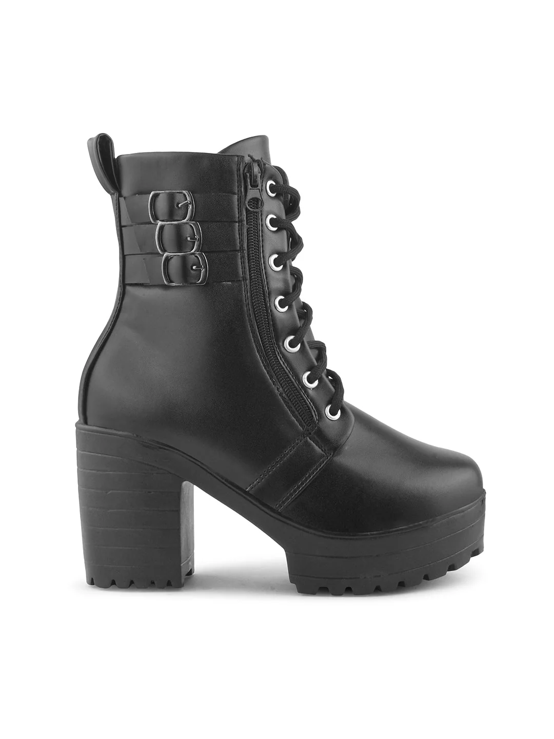 Jm Looks Edgy Buckle Combat Boots for Women & Girls - Image 6