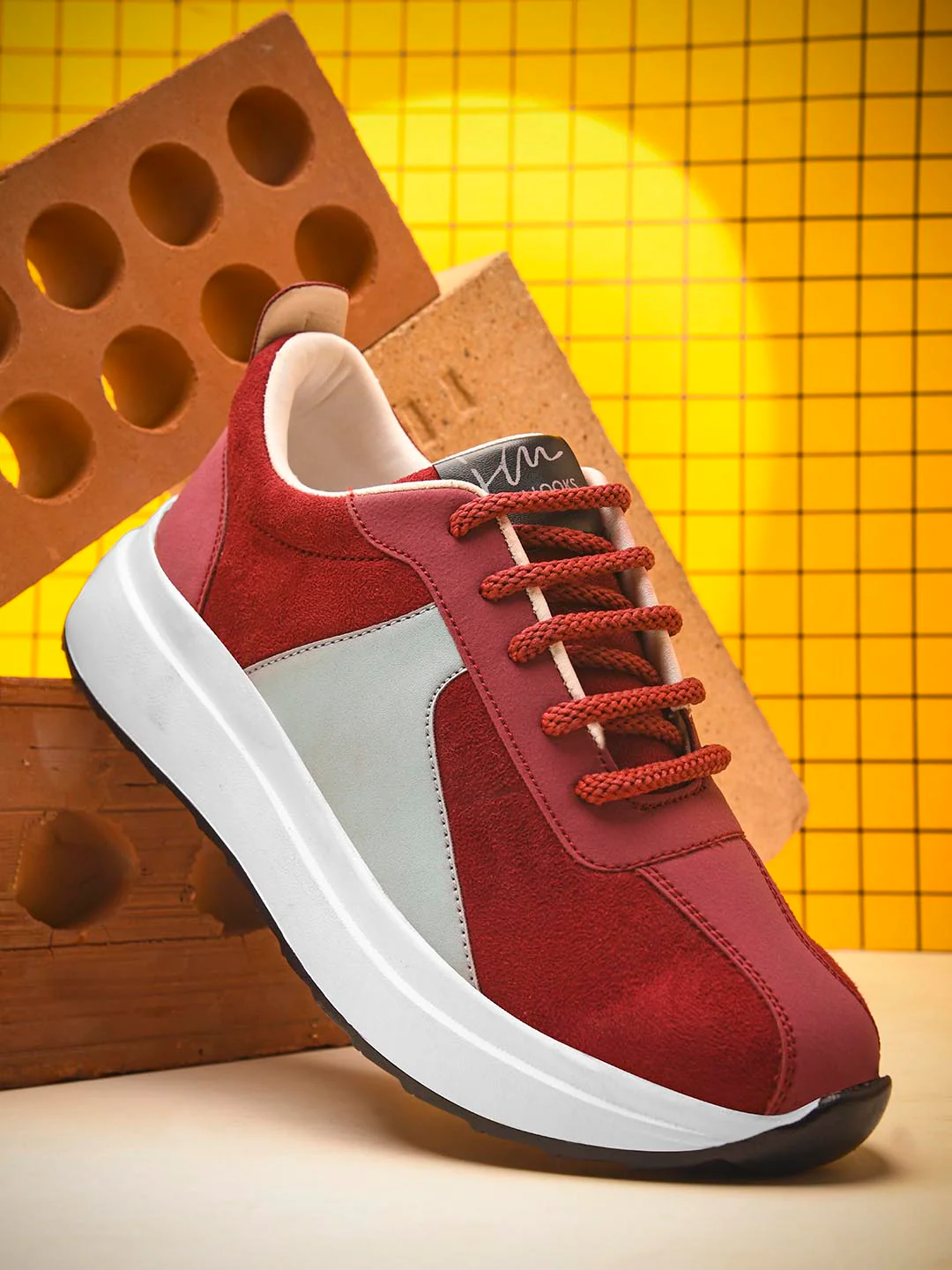 Chunky Lace-Up Sneakers with Cushioned Sole - Image 4