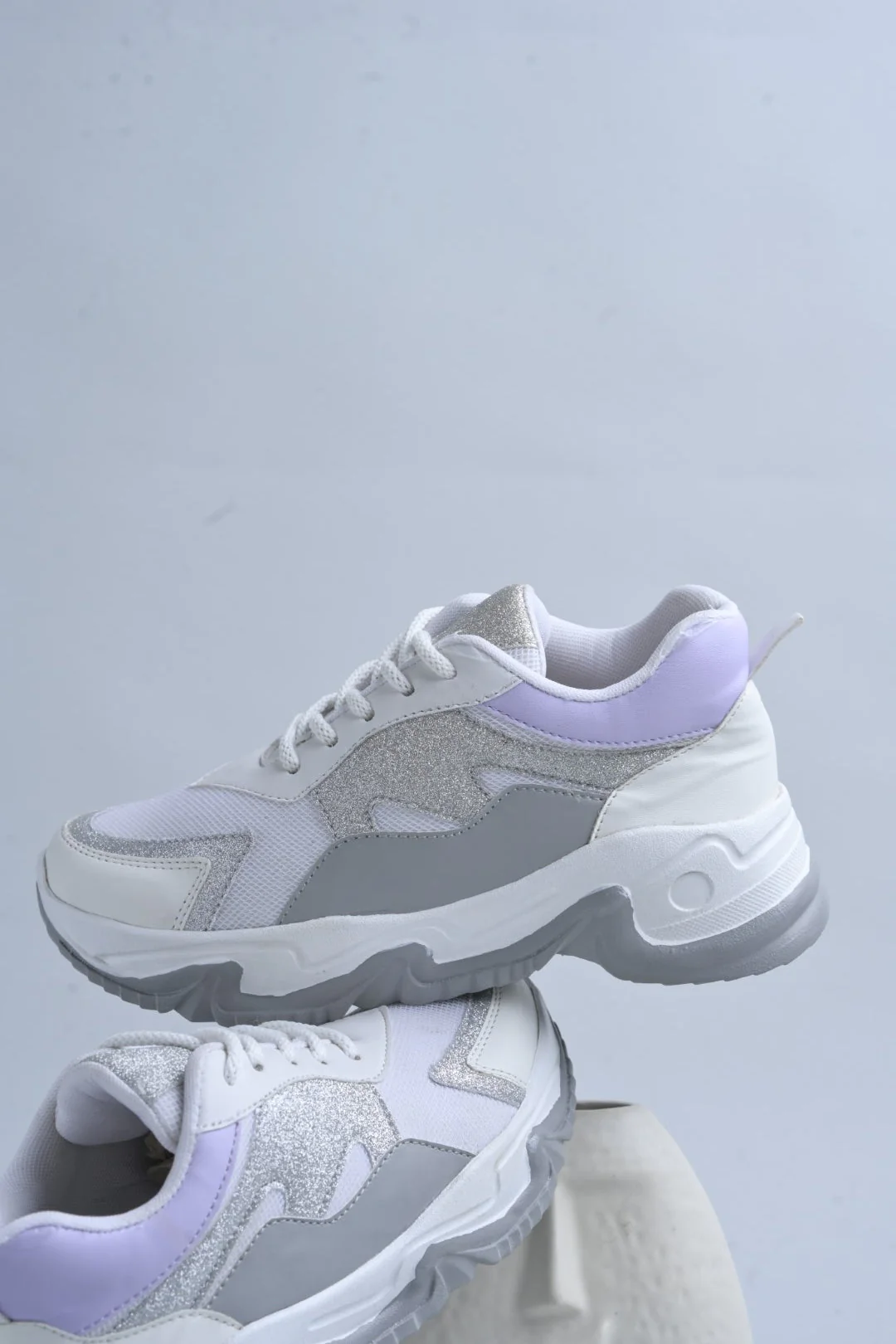 Jm Looks Glitter Panel Chunky Sole Sneakers - Image 10