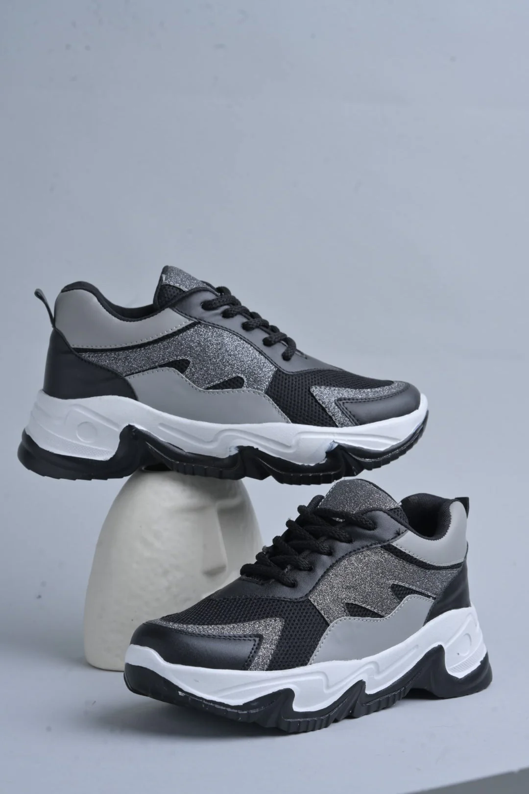 Jm Looks Glitter Panel Chunky Sole Sneakers - Image 6