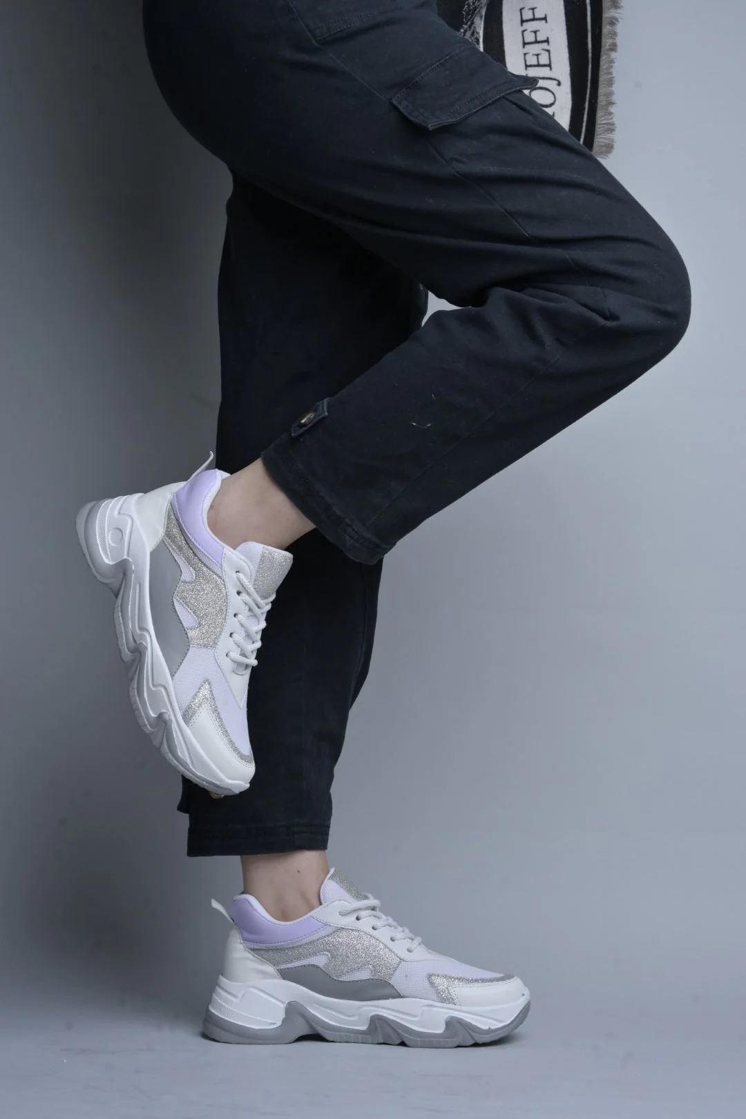 Jm Looks Glitter Panel Chunky Sole Sneakers - Image 8