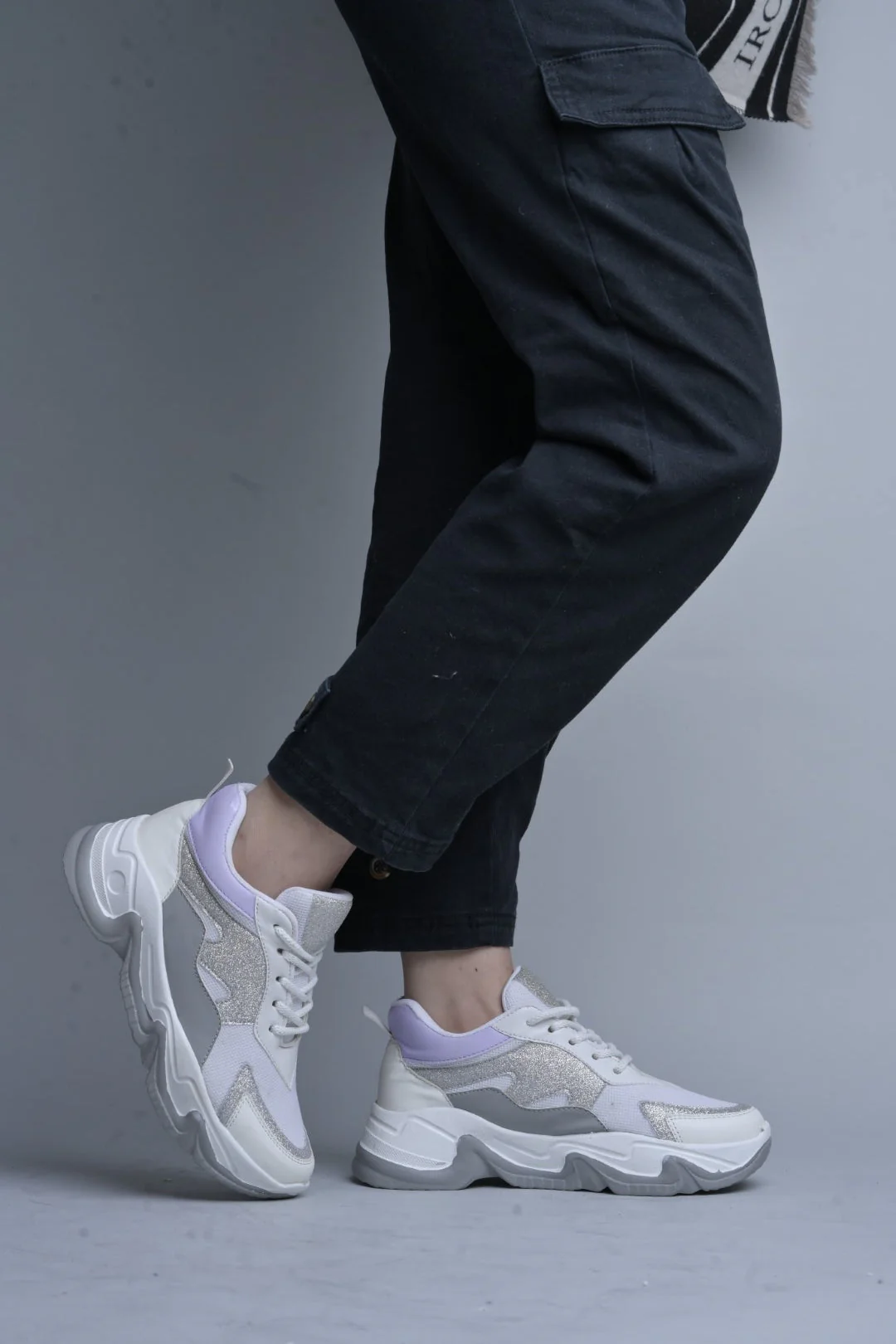 Jm Looks Glitter & Mesh Chunky Sole Sneakers - Image 6