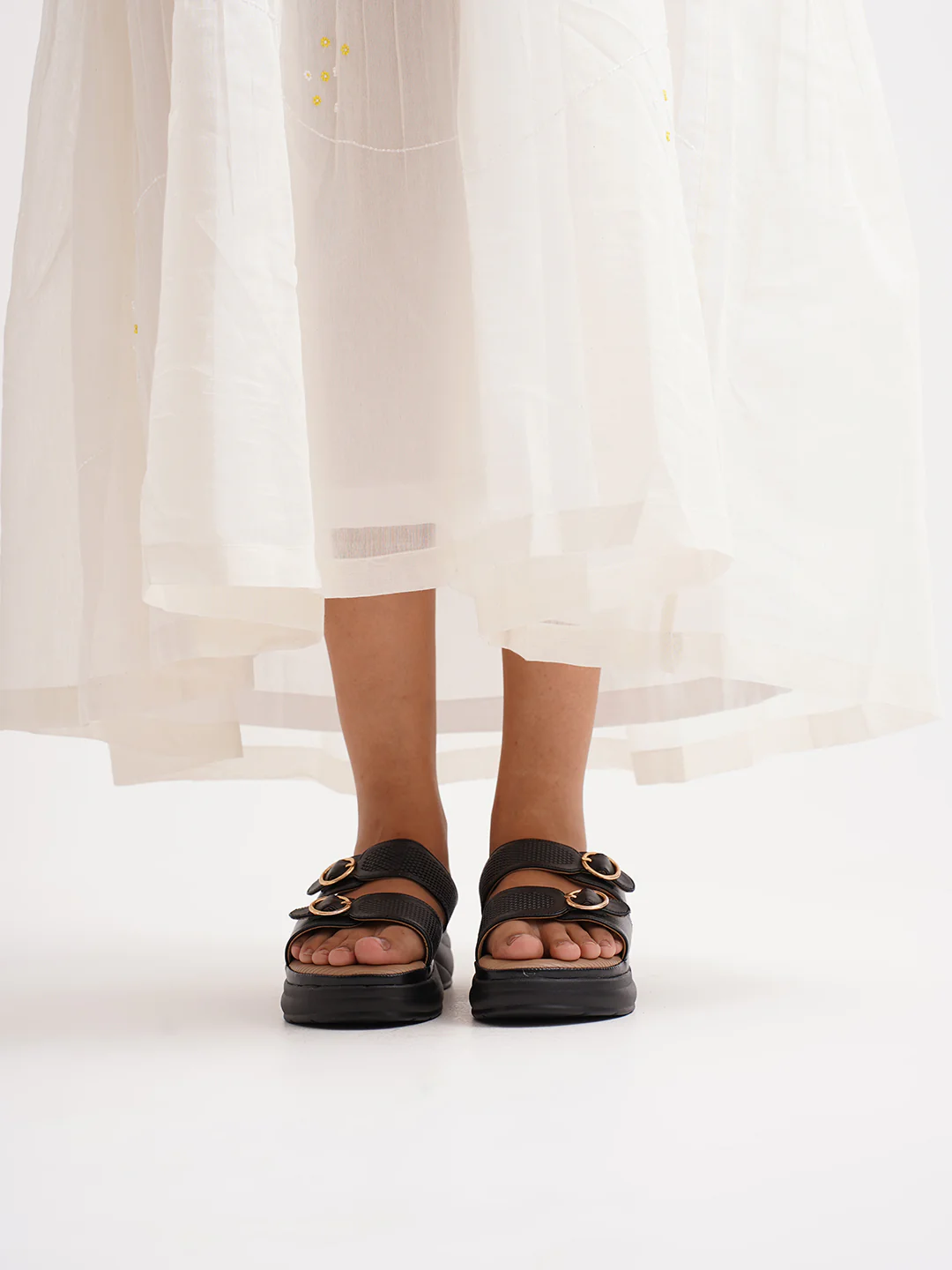 Chunky Sole Buckled Slide Sandals with Cushioned Footbed - Image 11