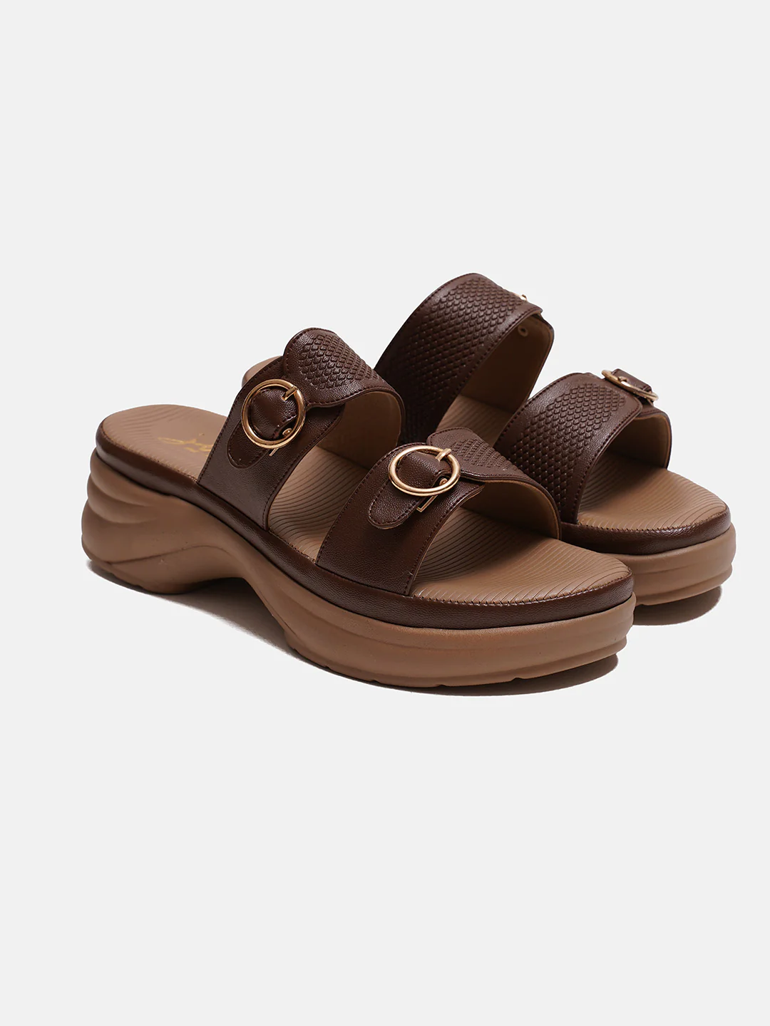 Chunky Sole Buckled Slide Sandals with Cushioned Footbed - Image 20