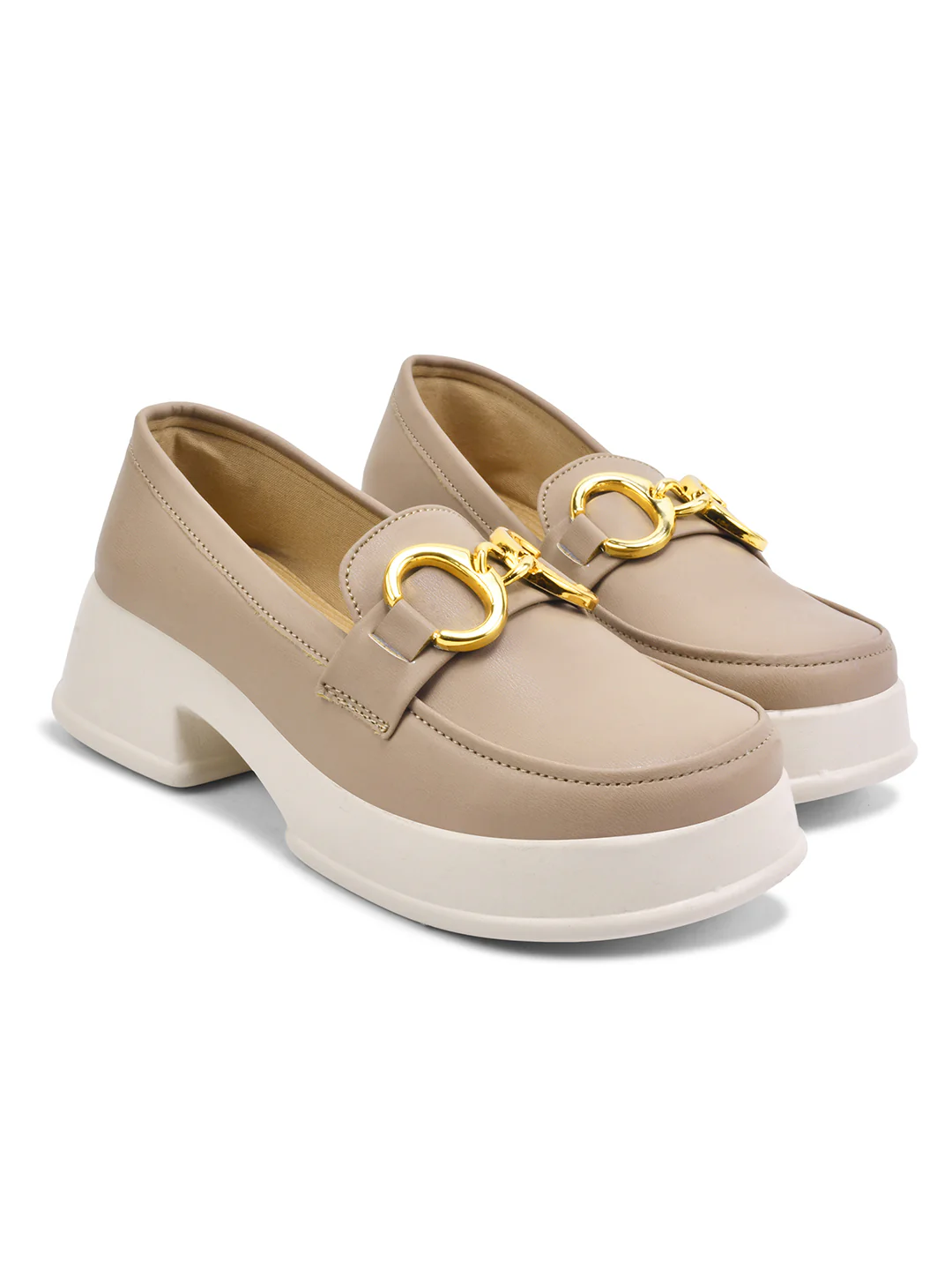 Chunky Sole Loafers with Gold Hardware - Image 12