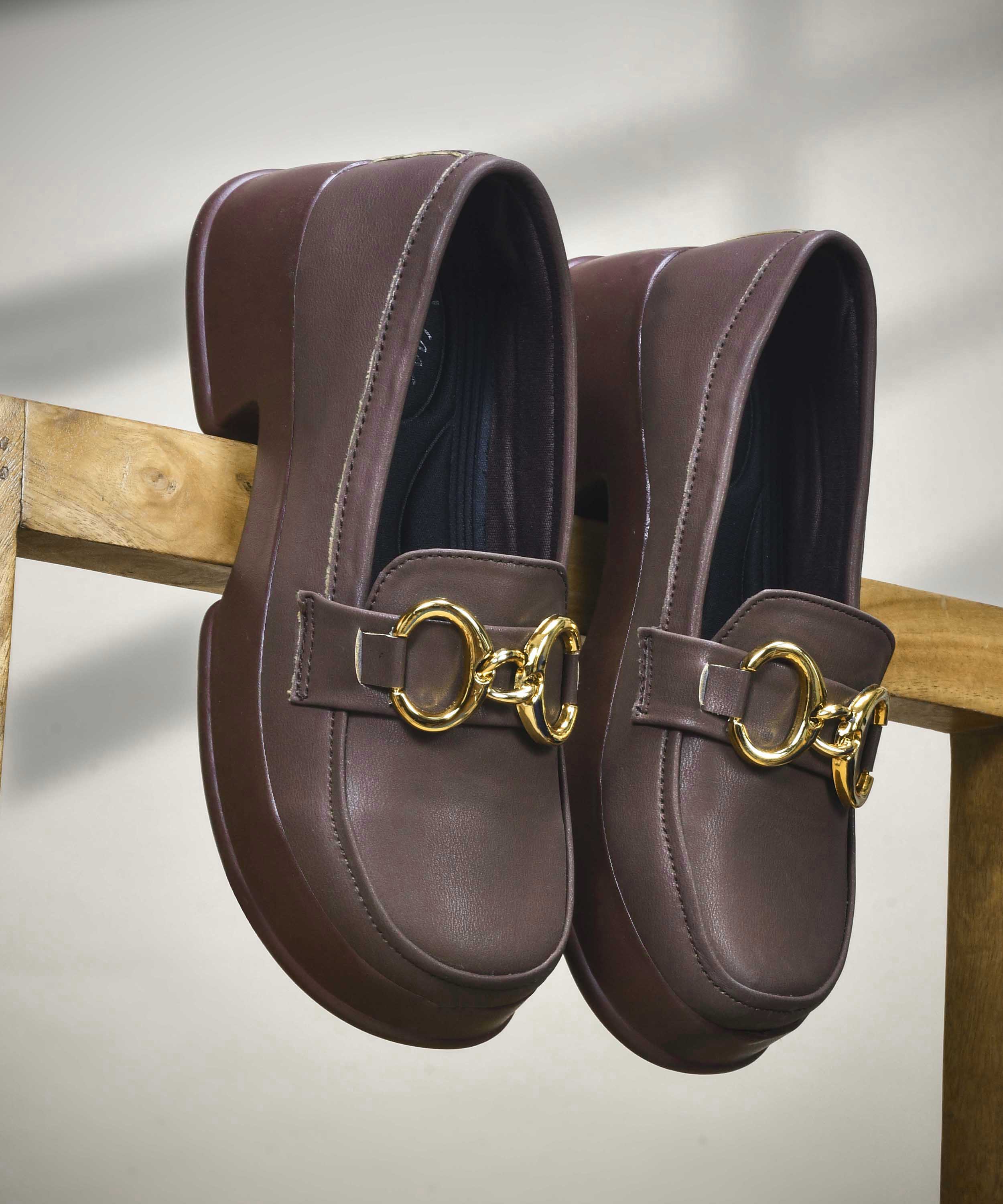 Chunky Sole Loafers with Gold Hardware - Image 16