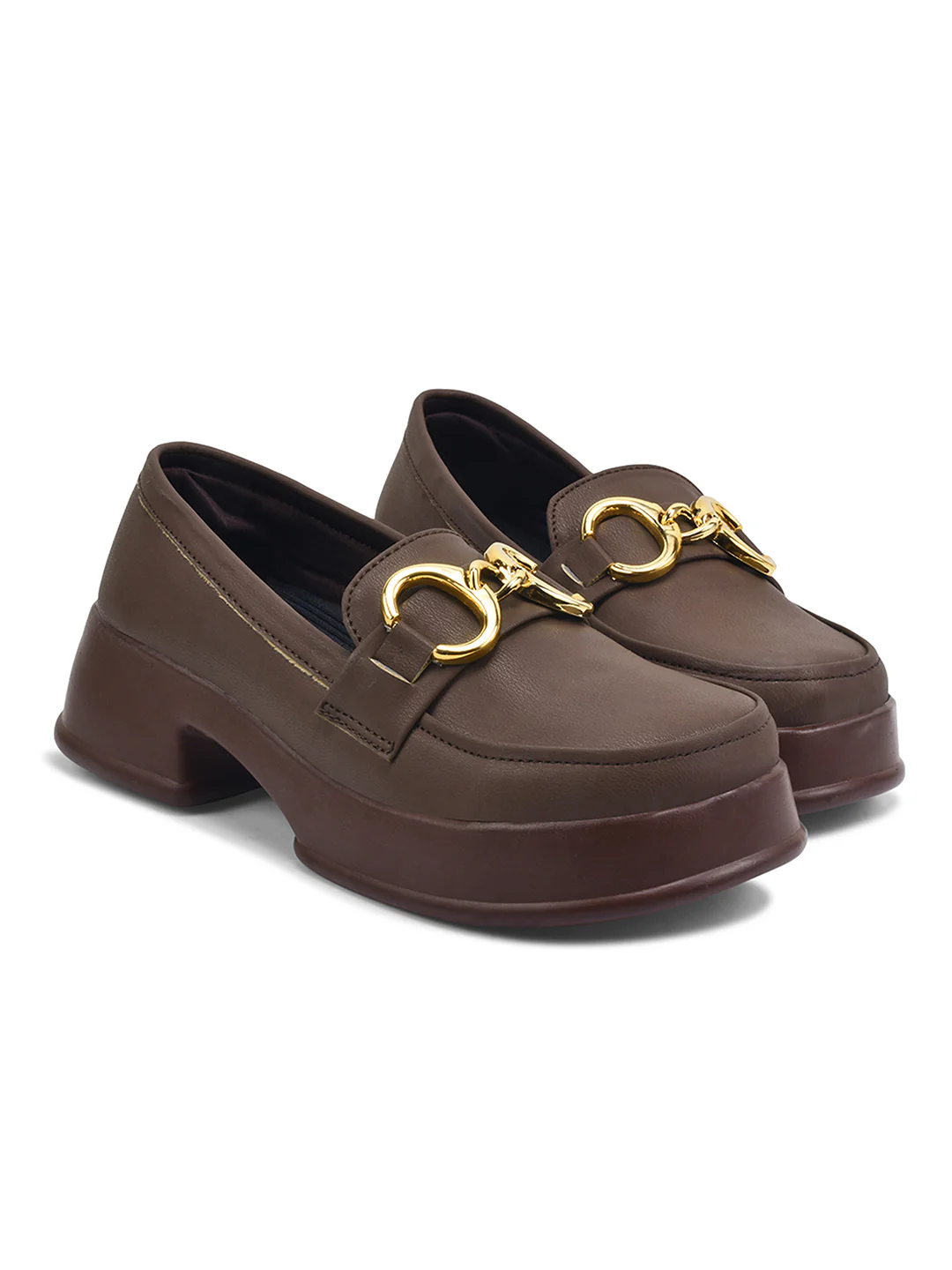 Chunky Sole Loafers with Gold Hardware - Image 17