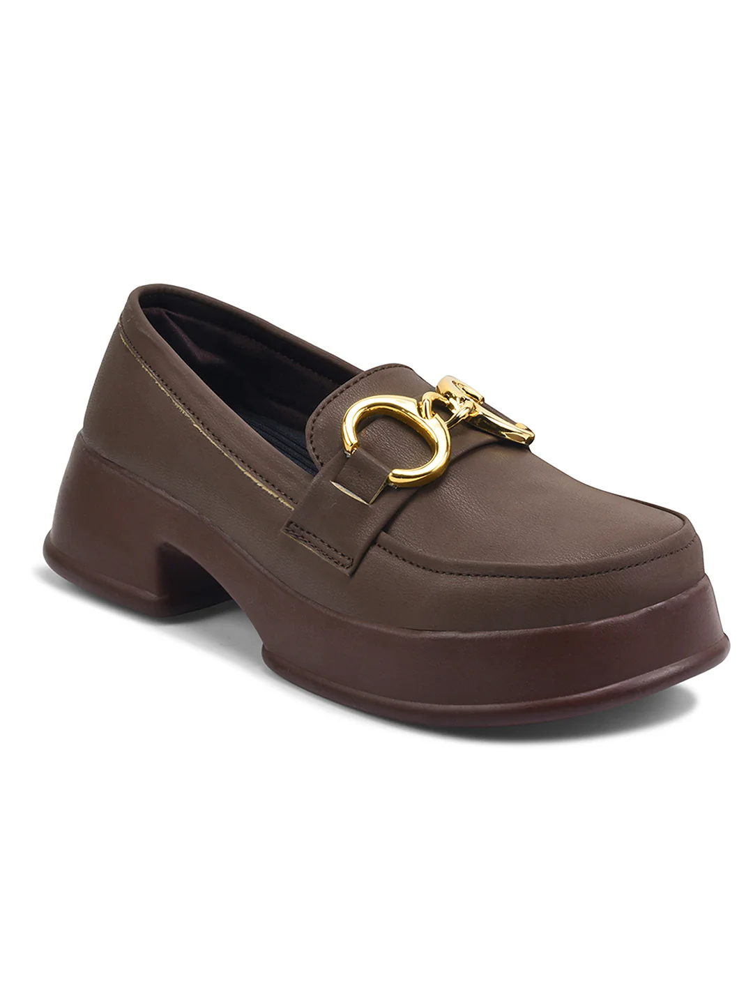 Chunky Sole Loafers with Gold Hardware - Image 18