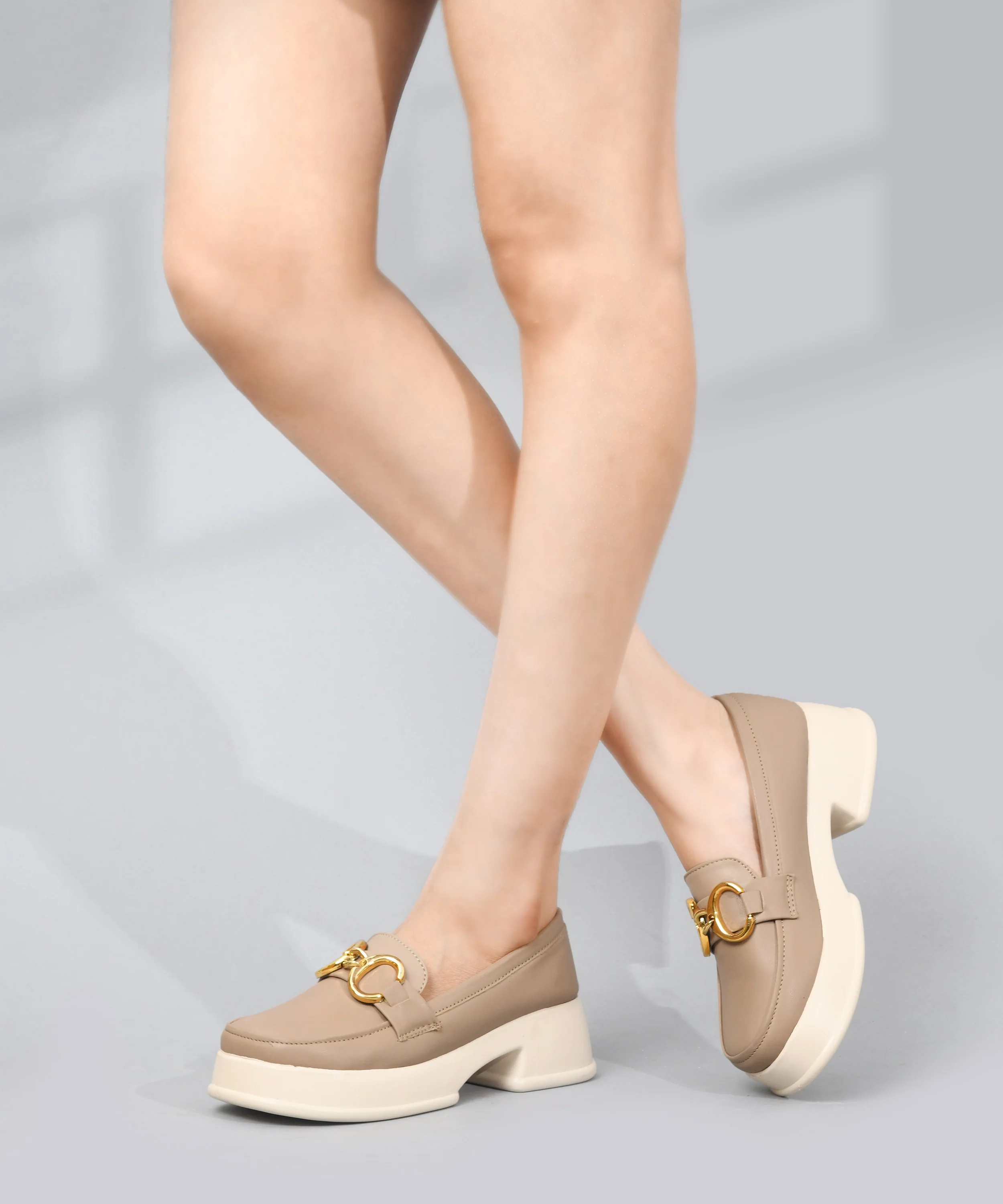 Chunky Sole Loafers with Gold Hardware - Image 2