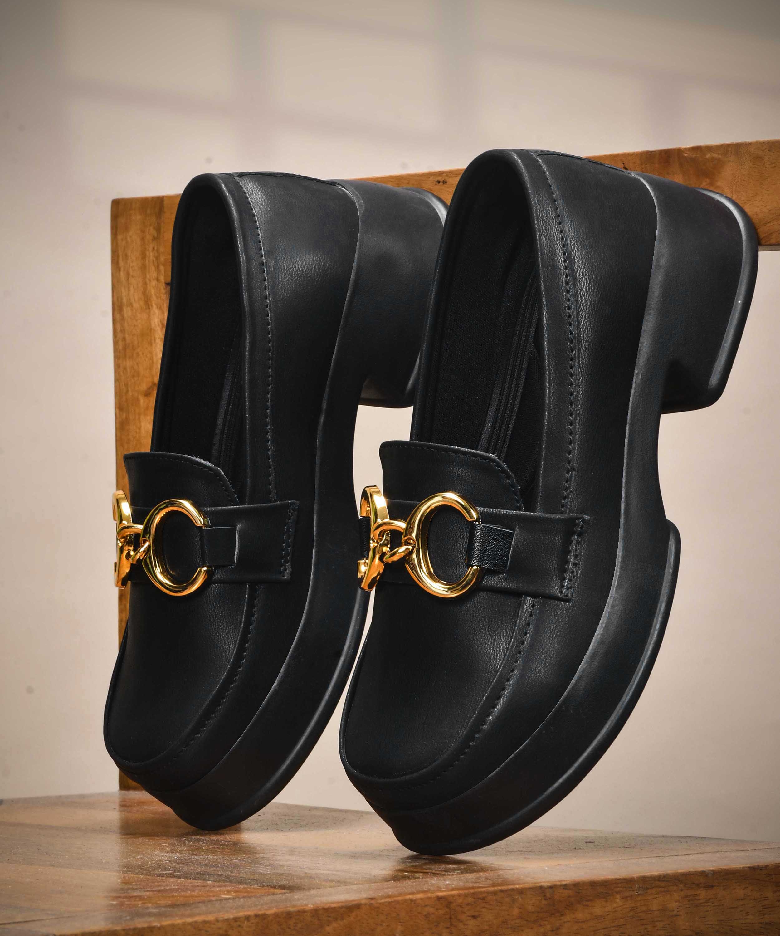 Chunky Sole Loafers with Gold Hardware - Image 6