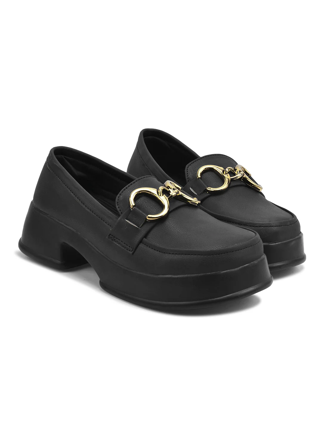 Chunky Sole Loafers with Gold Hardware - Image 7