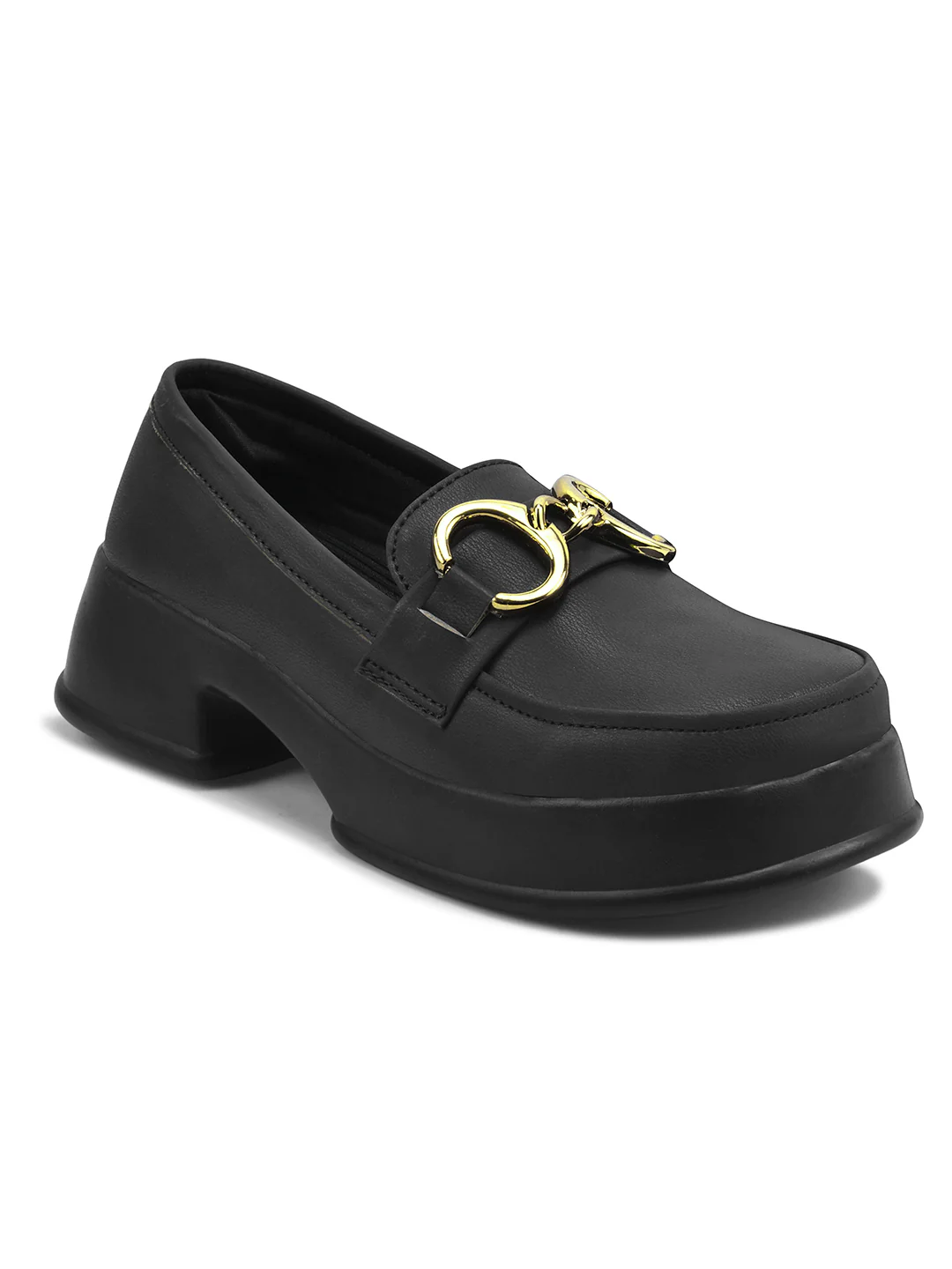 Chunky Sole Loafers with Gold Hardware - Image 8