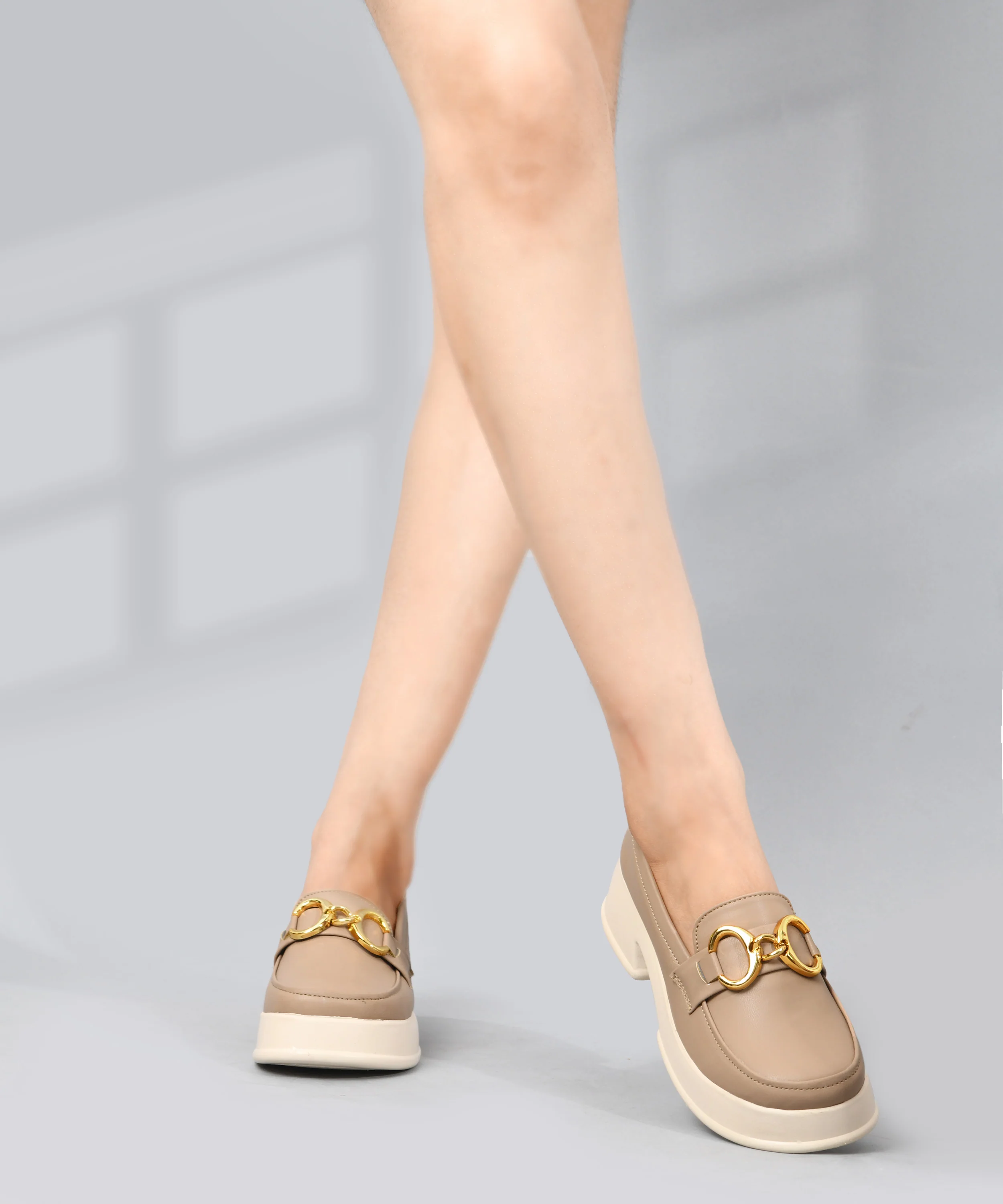 Chunky Sole Loafers with Gold Hardware - Image 9