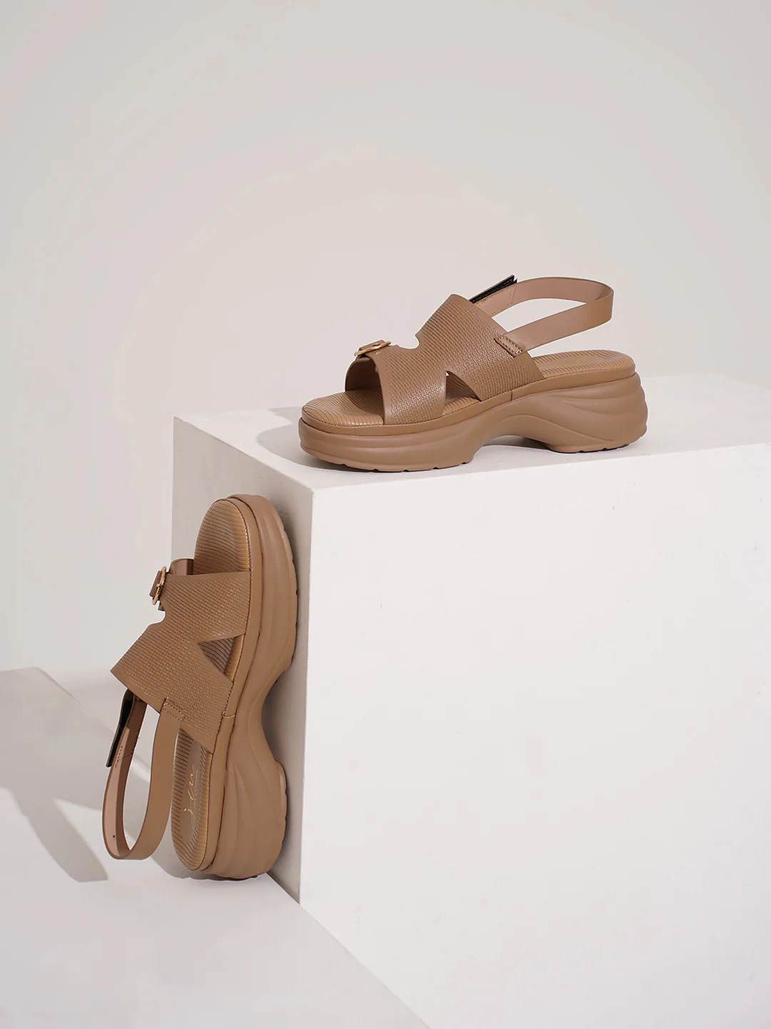Chunky Sole Slingback Sandals with Adjustable Buckle - Image 10