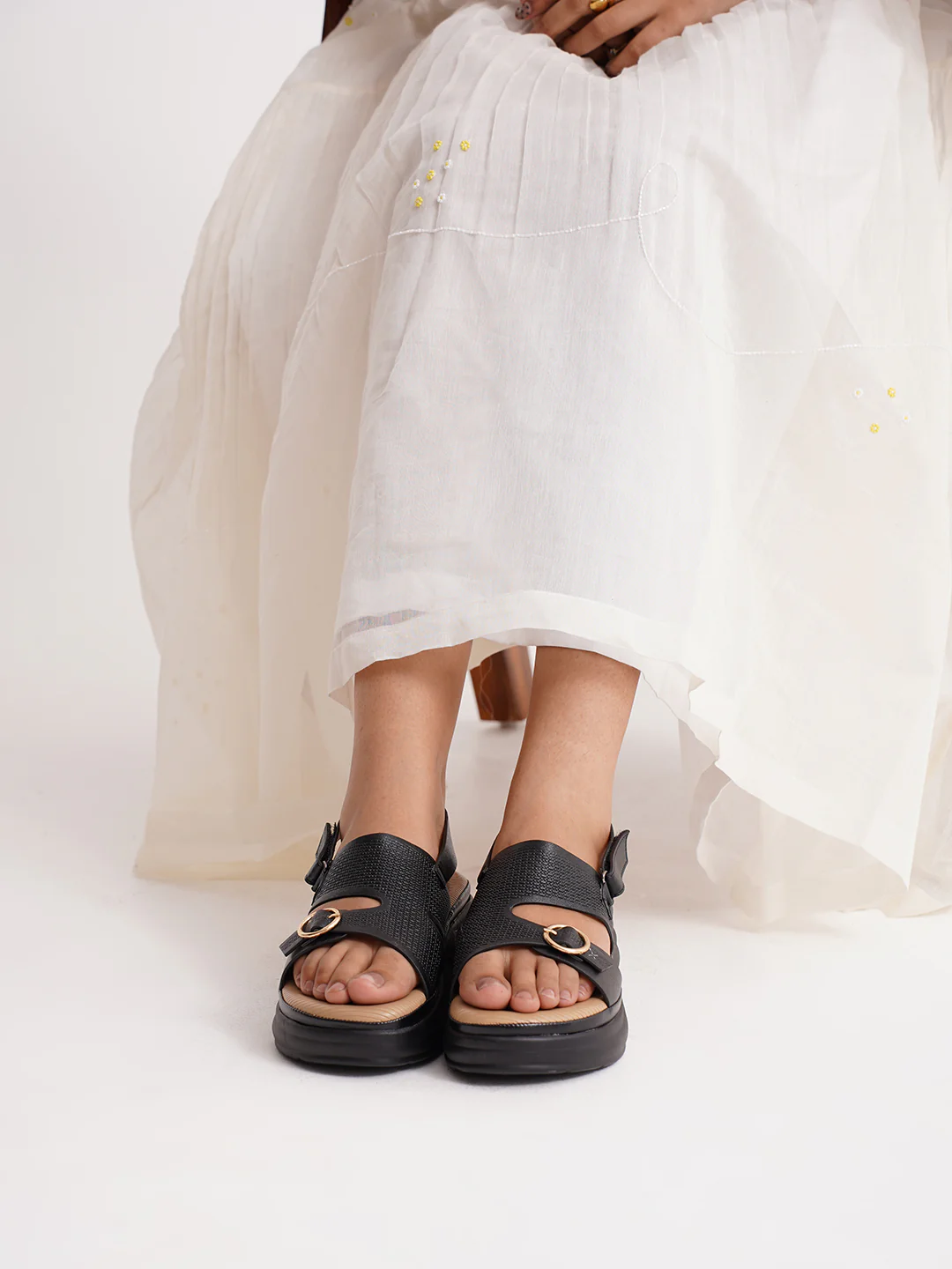 Chunky Sole Slingback Sandals with Adjustable Buckle - Image 13