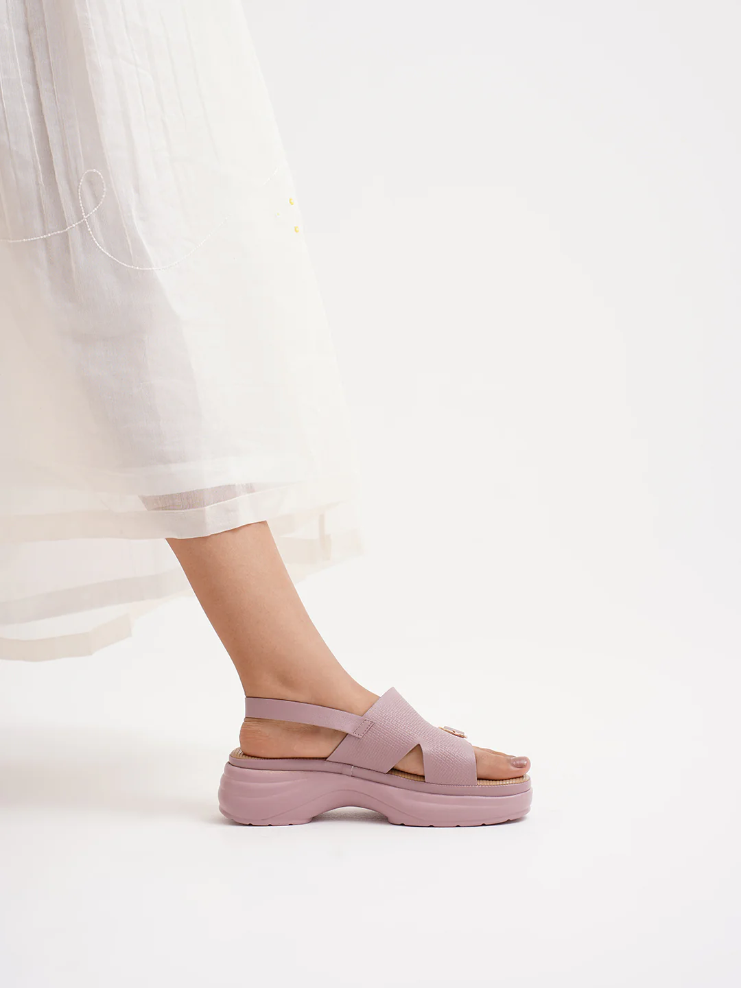 Chunky Sole Slingback Sandals with Adjustable Buckle - Image 19