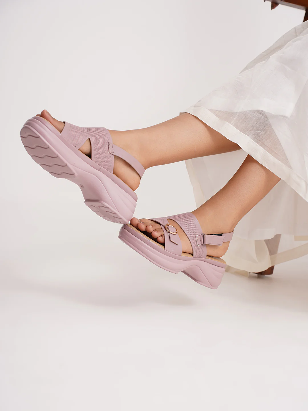 Chunky Sole Slingback Sandals with Adjustable Buckle - Image 23