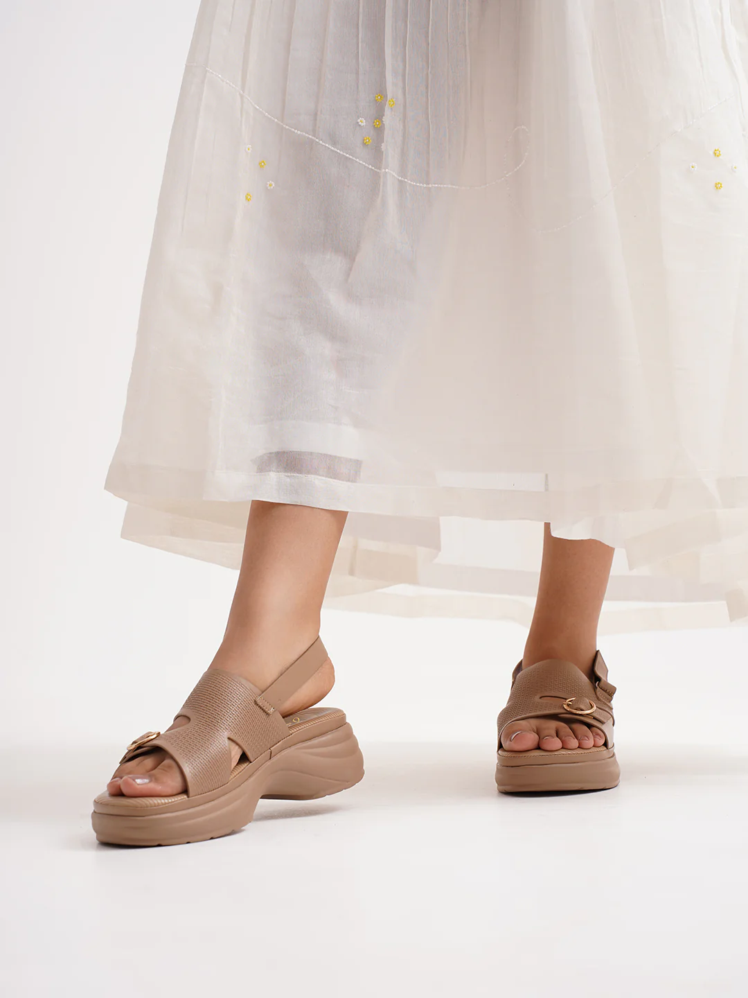 Chunky Sole Slingback Sandals with Adjustable Buckle - Image 5