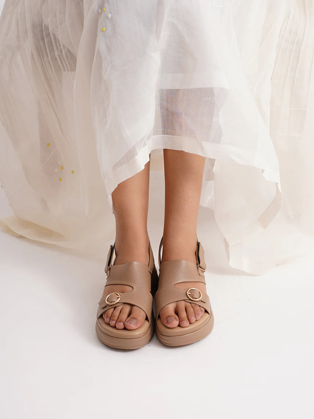 Chunky Sole Slingback Sandals with Adjustable Buckle - Image 7