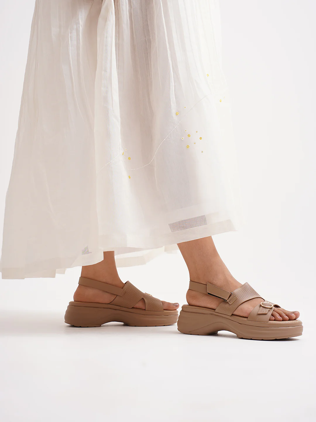 Chunky Sole Slingback Sandals with Adjustable Buckle - Image 8