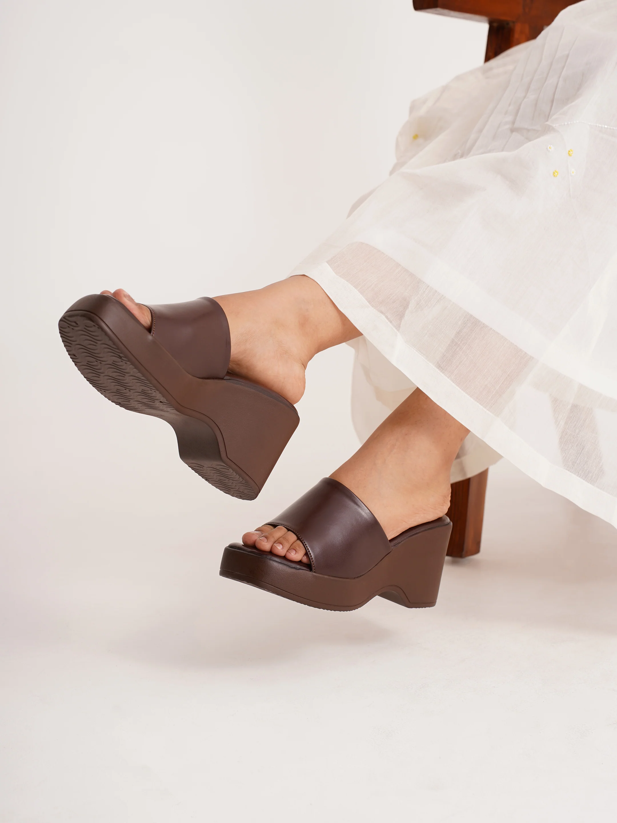 Chunky Sole Slip-On Platform Sandals - Image 16