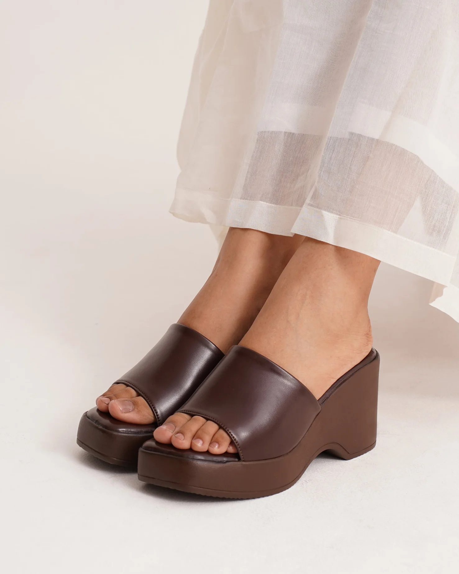Chunky Sole Slip-On Platform Sandals - Image 2