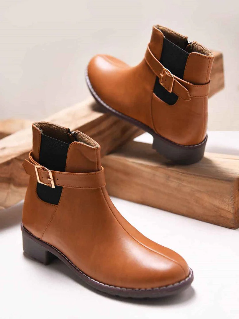 JM Looks Women's Buckle Detail Ankle Boots - Image 11