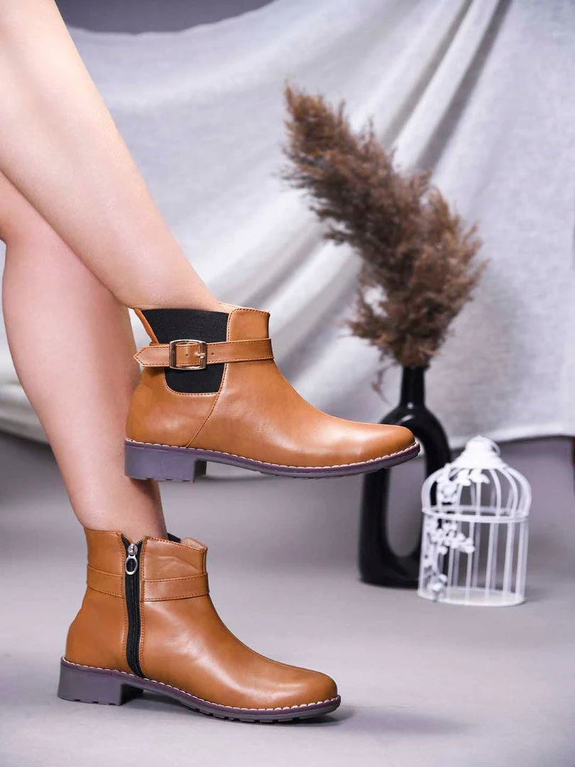 JM Looks Women's Buckle Detail Ankle Boots - Image 12