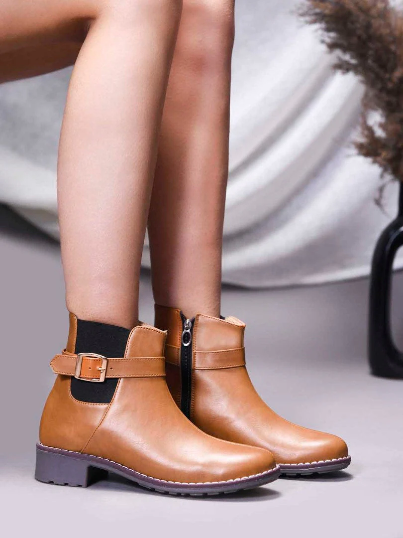 JM Looks Women's Buckle Detail Ankle Boots - Image 13