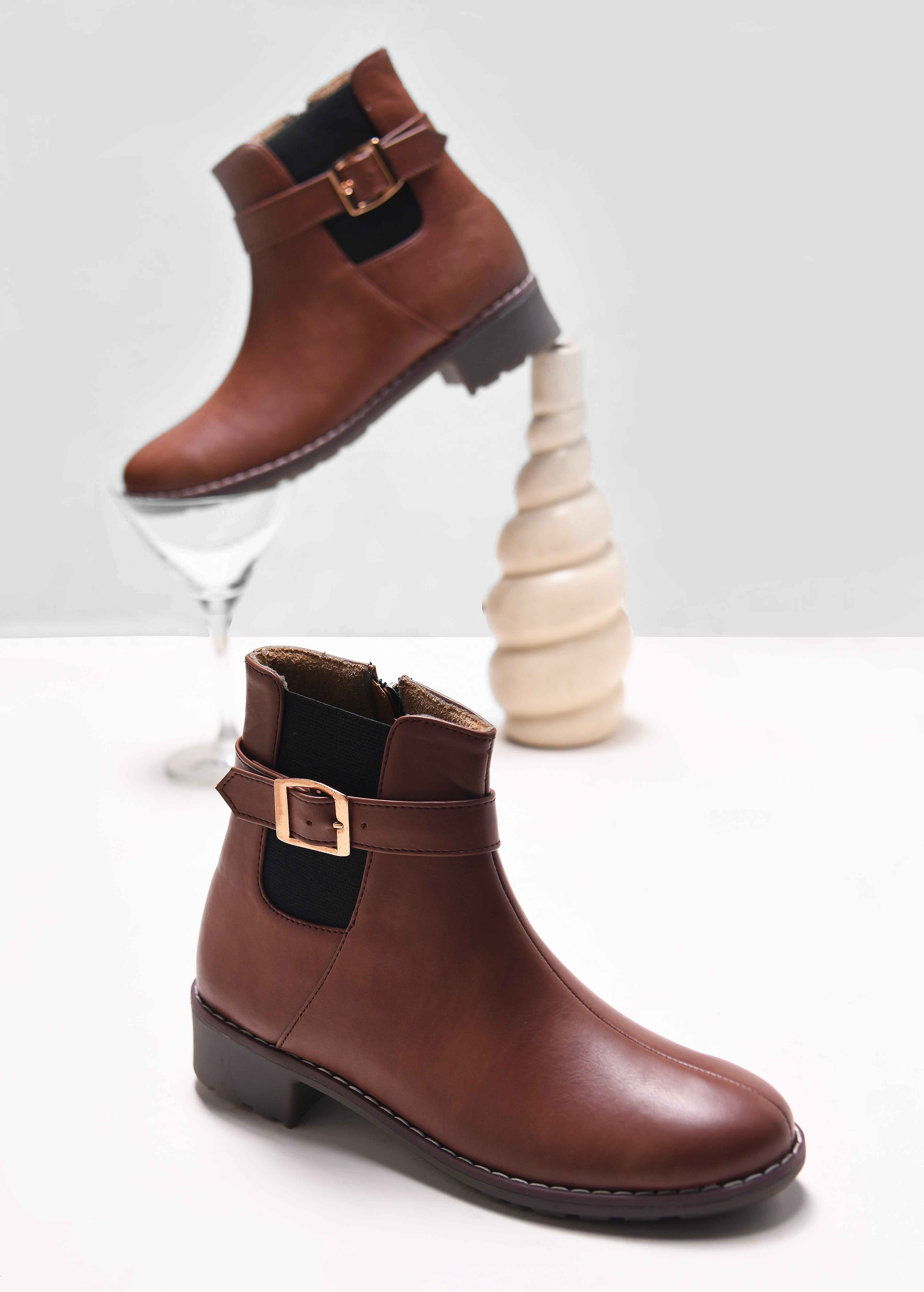 JM Looks Women's Buckle Detail Ankle Boots - Image 5
