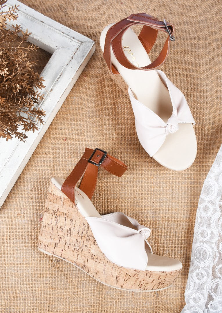 Jm Looks Knot Detail Cork Wedge Heels for Women & Girls