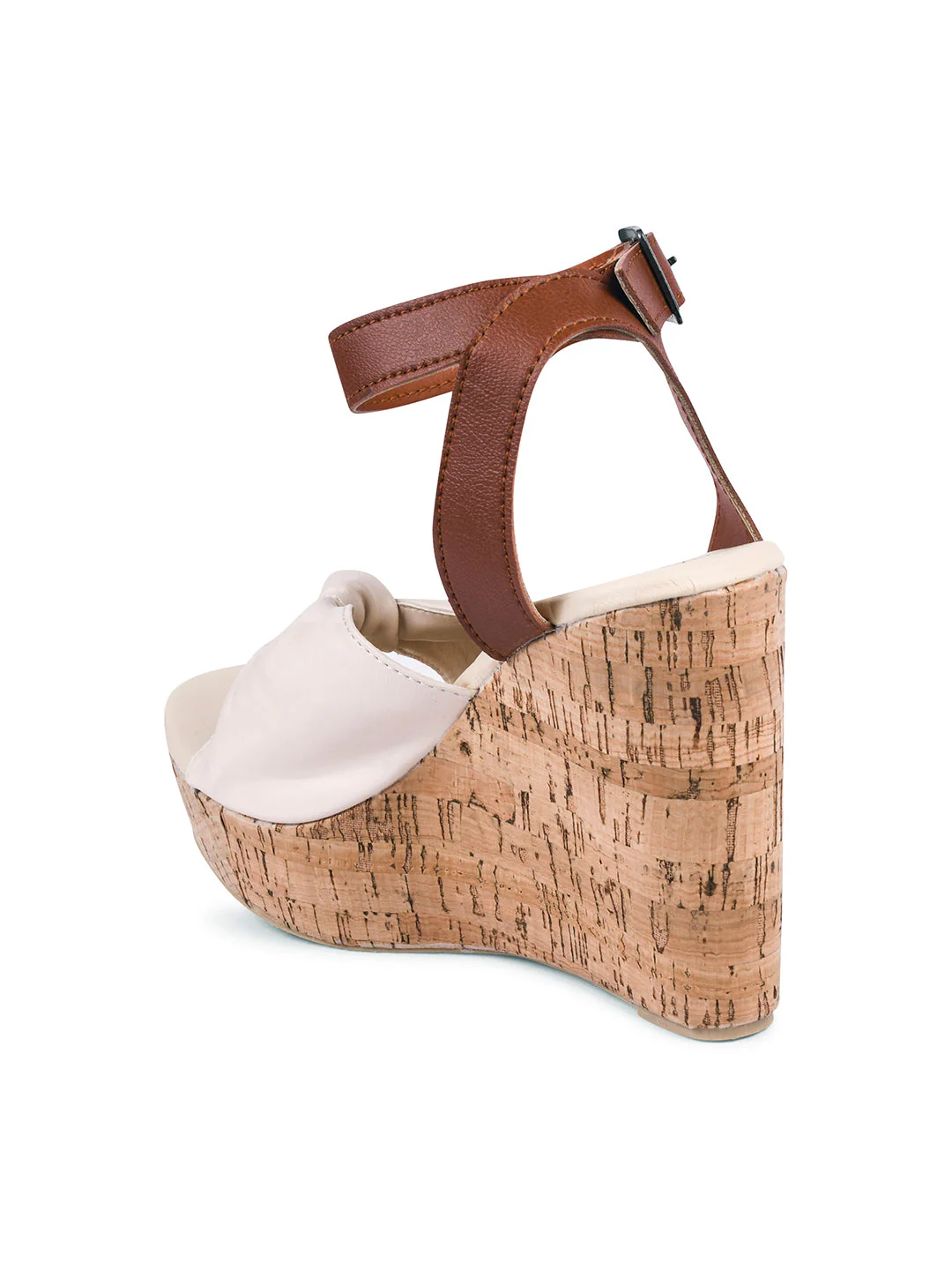 Jm Looks Knot Detail Cork Wedge Heels for Women & Girls - Image 6