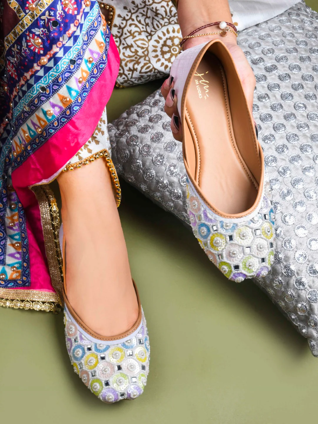 Colorful Handcrafted Traditional Jutti Flats with Soft Sole