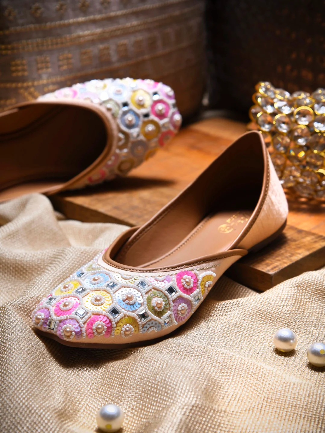 Colorful Handcrafted Traditional Jutti Flats with Soft Sole - Image 7