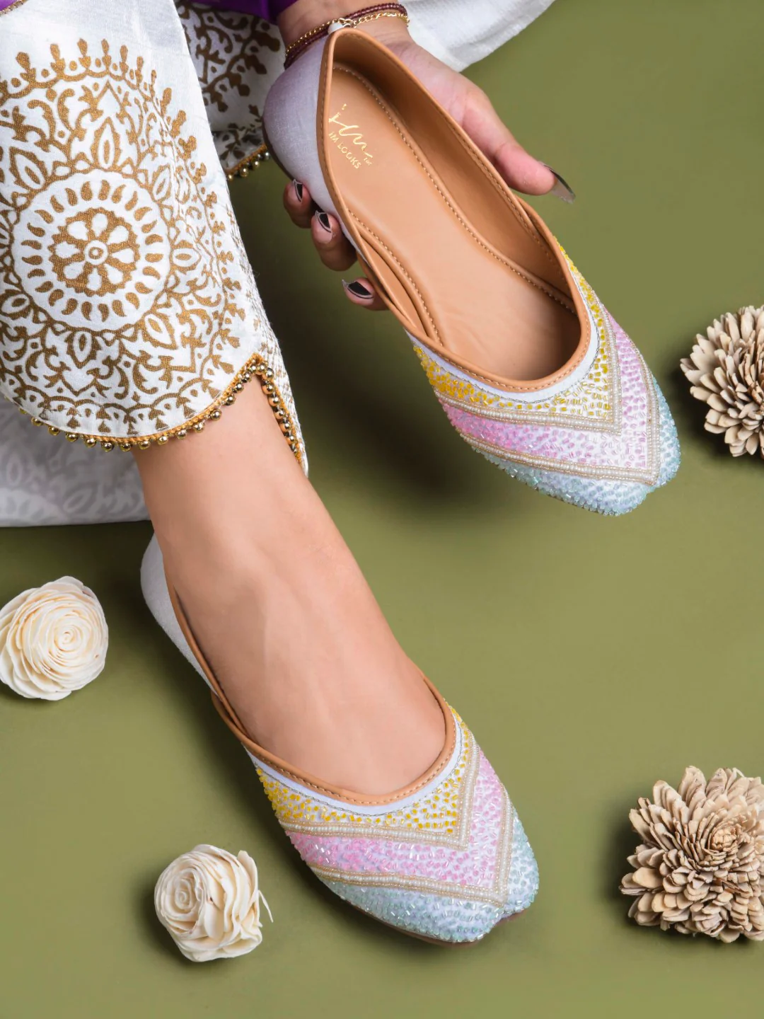 Colorful Jutti Flats with Cushioned Sole