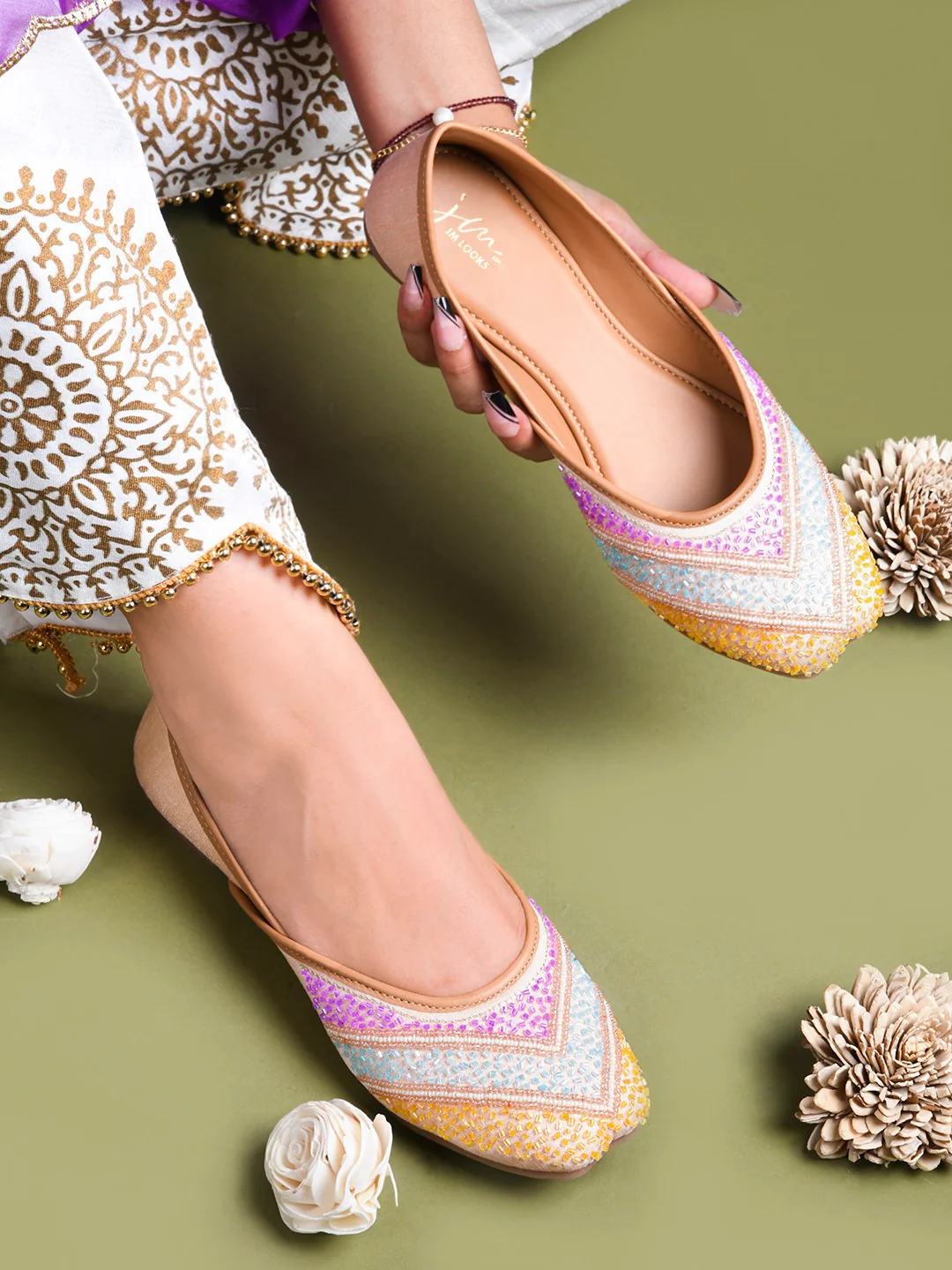 Colorful Jutti Flats with Cushioned Sole - Image 7