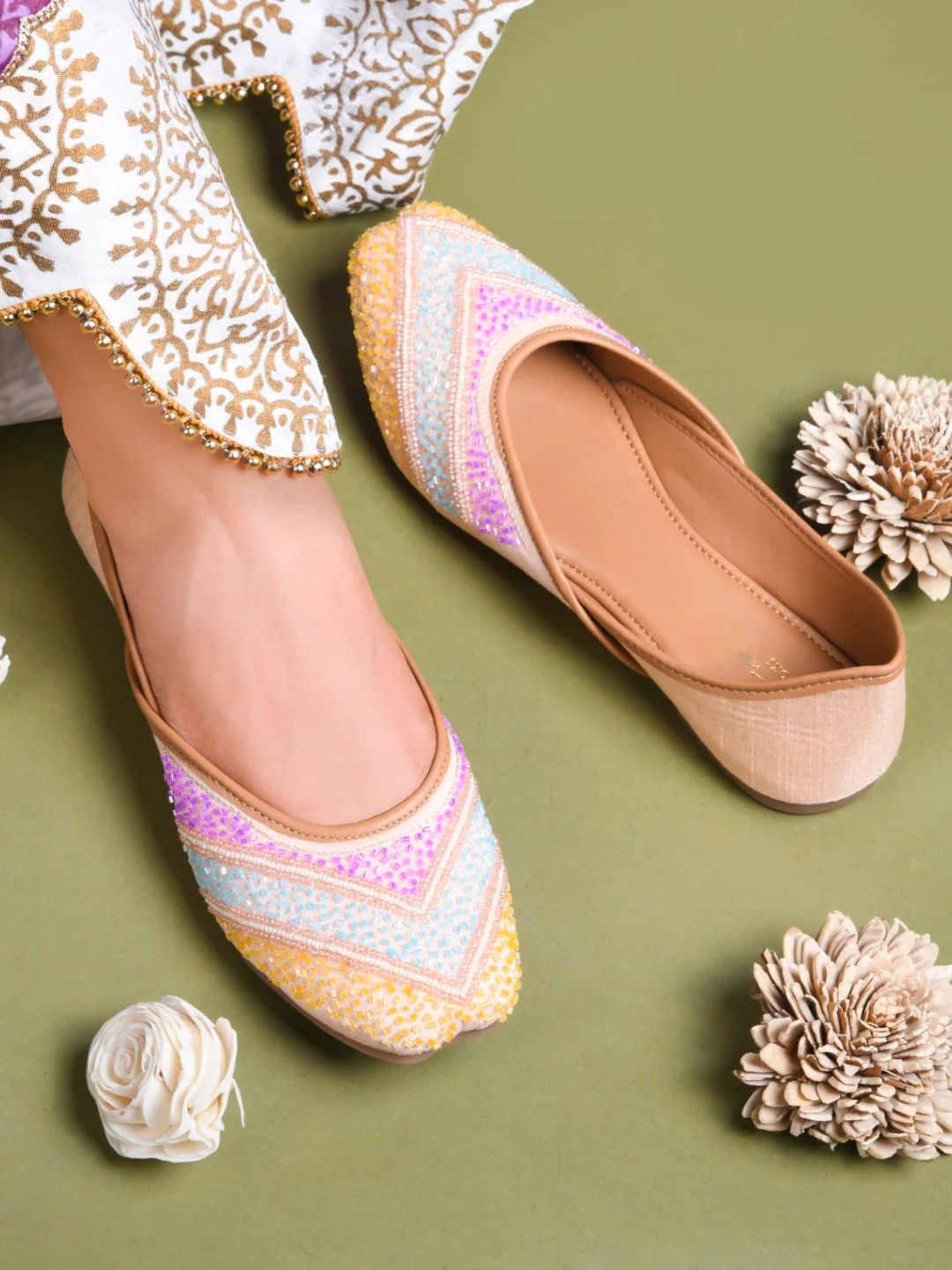 Colorful Jutti Flats with Cushioned Sole - Image 9